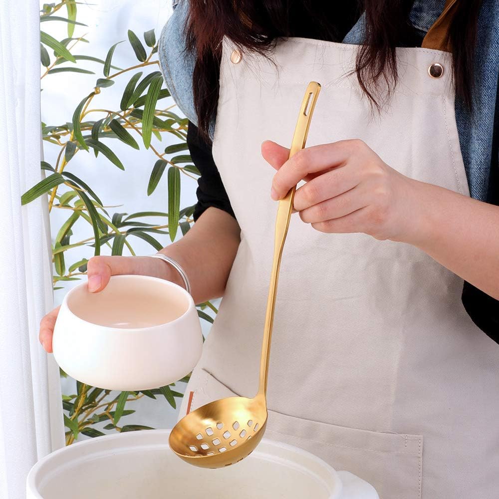 2-Piece Gold Colander Ladle Set for Hotpot