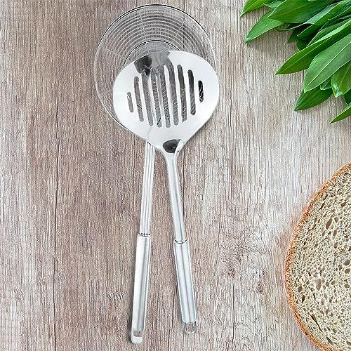 Durable Stainless Steel Skimmer Strainer Spoon Set Easy to Clean and dishwasher Safe