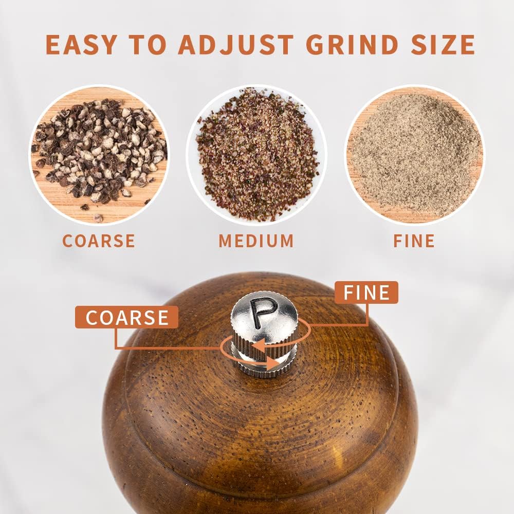 Beautiful Oak Wood Salt Pepper Grinder Set with Elegant Design