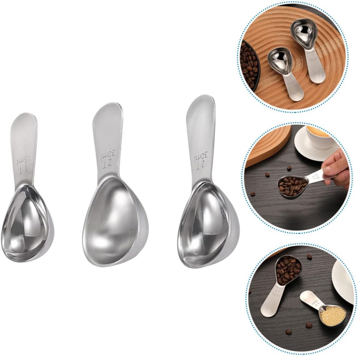 Cabilock 3-Piece Stainless Steel Measuring Spoons Ergonomic Design Stackable Kitchen Tools