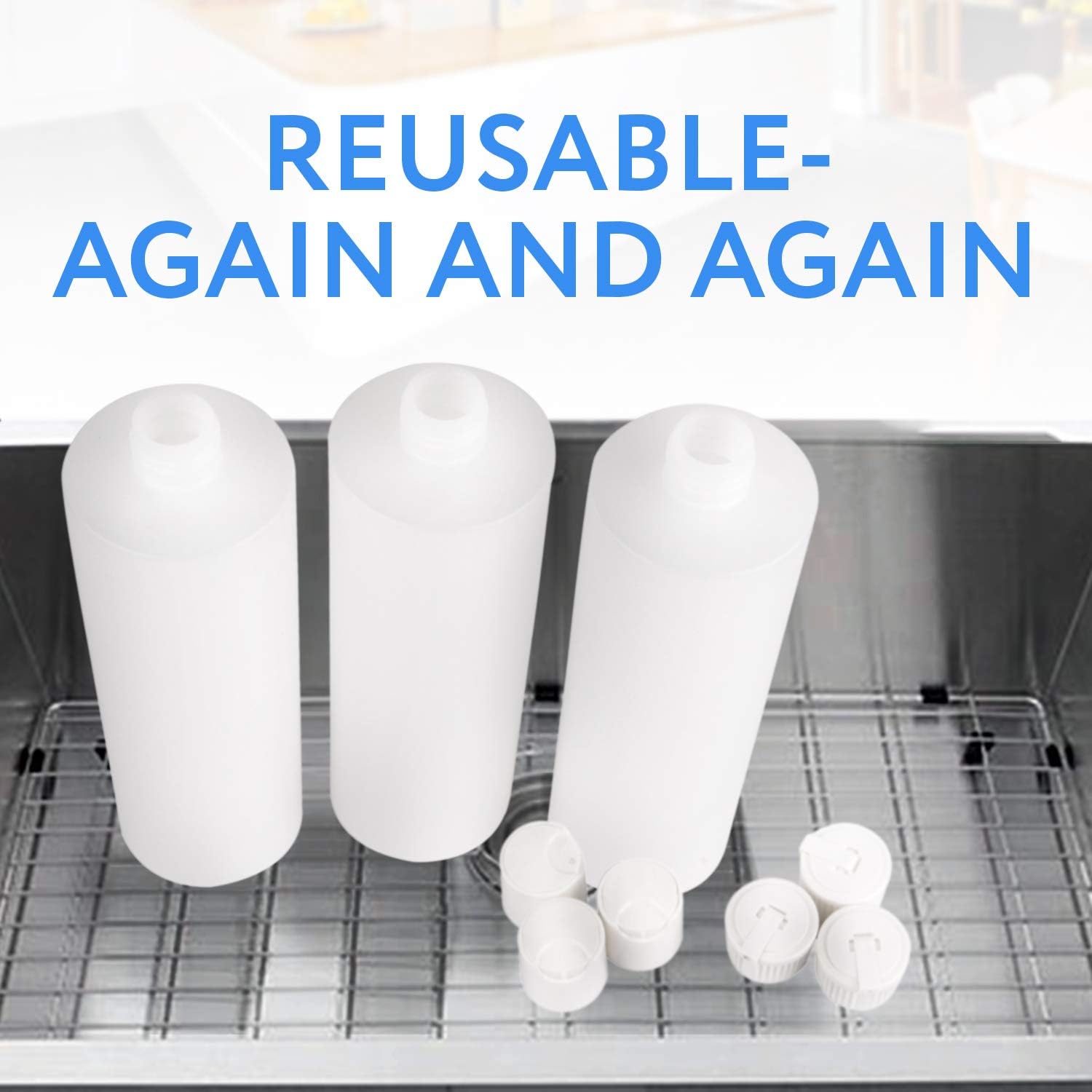 Pack of 3 Reusable 16oz BPA-Free Plastic Bonds with 6 Caps