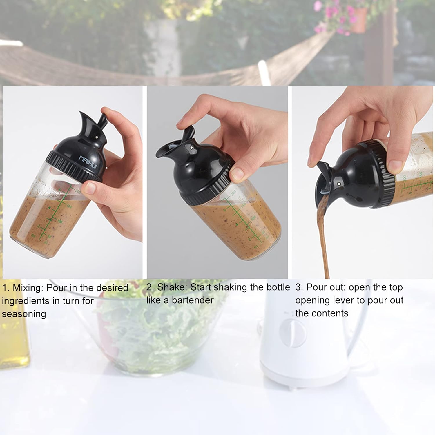 FLEXMAN Salad Dressing Shaker 200ml Black 1