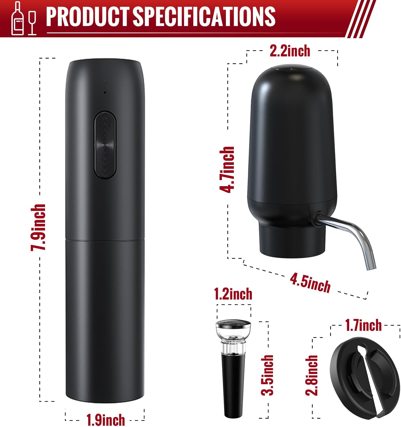 Electric 4-in-1 Wine Opener Set