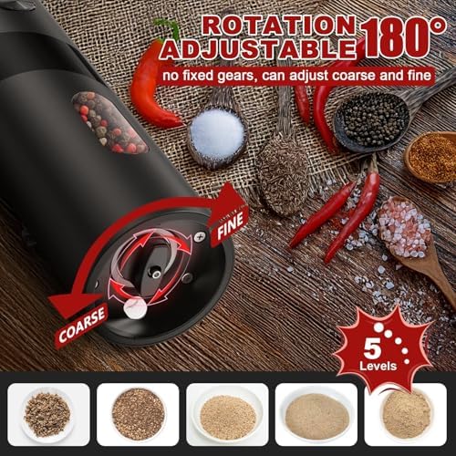 Electric Salt and Pepper Grinder Set USB Rechargeable
