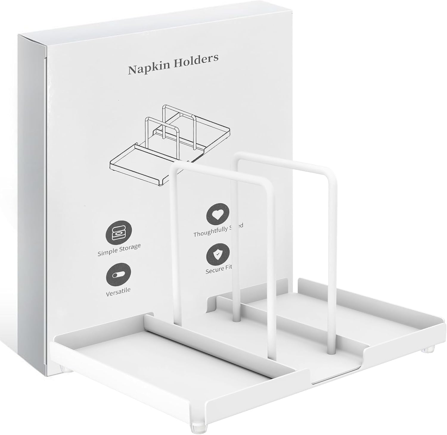 AudmoreSturdy Metal Napkin Holder with Salt Pepper Shakers White Design
