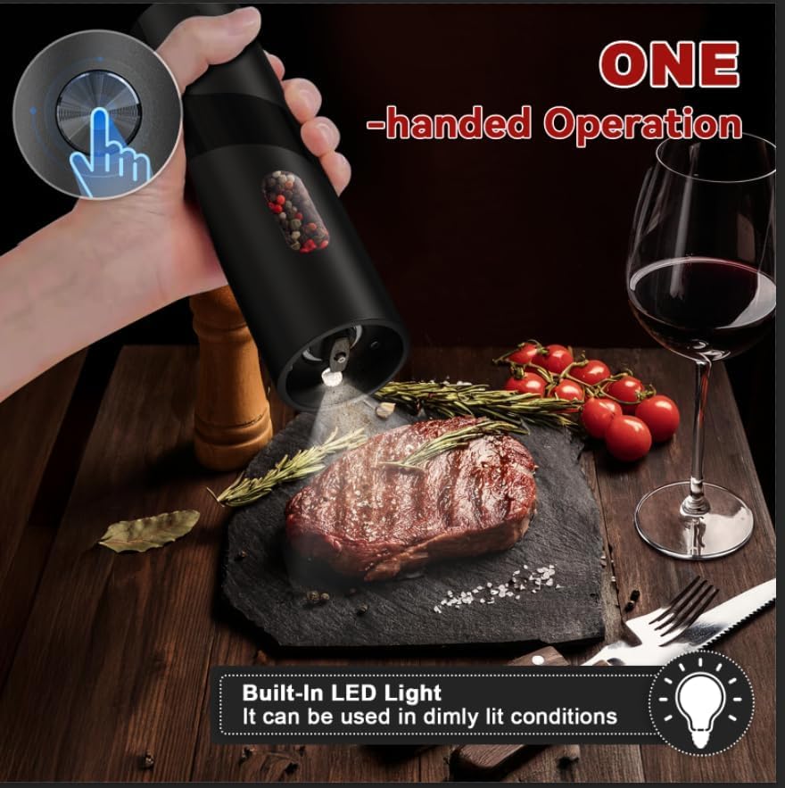 Electric Salt and Pepper Grinder Set USB Rechargeable