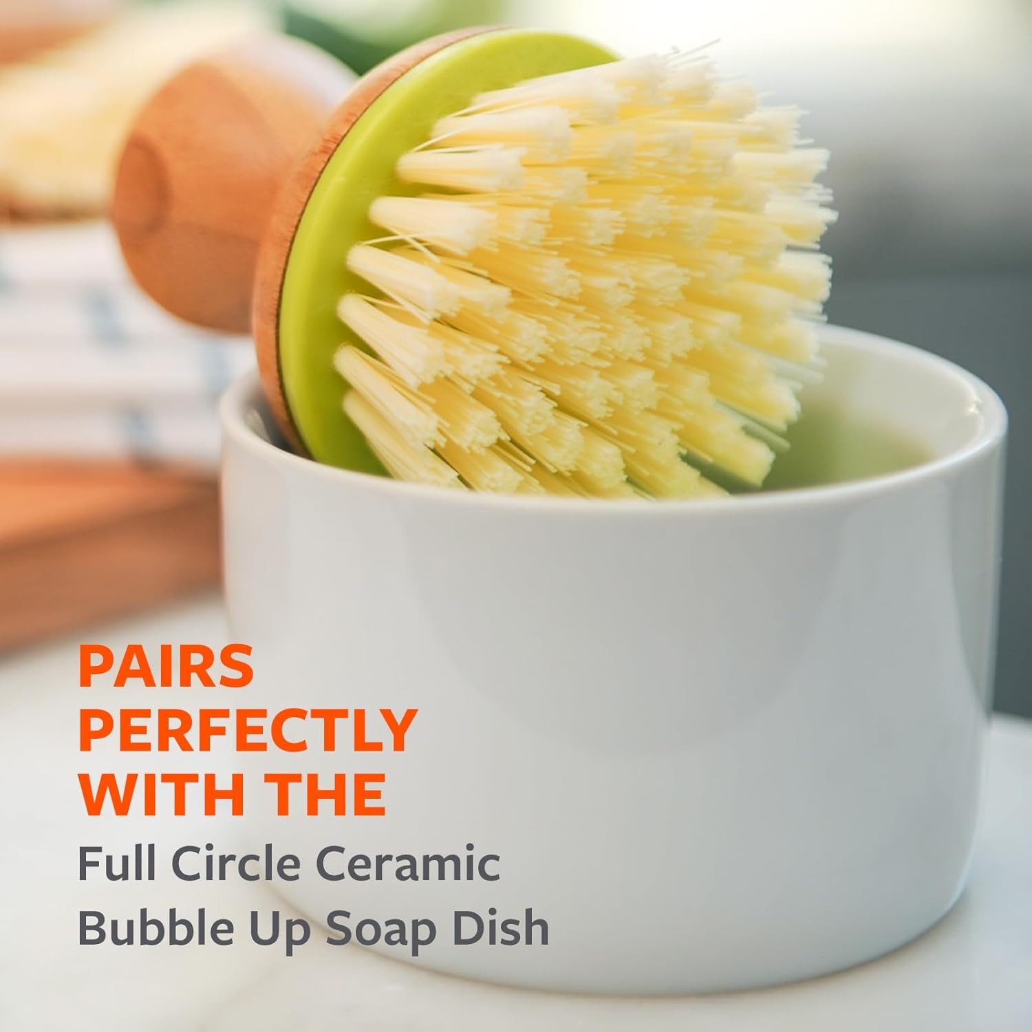 Full Circle Bamboo Dish Brush Ergonomic Design