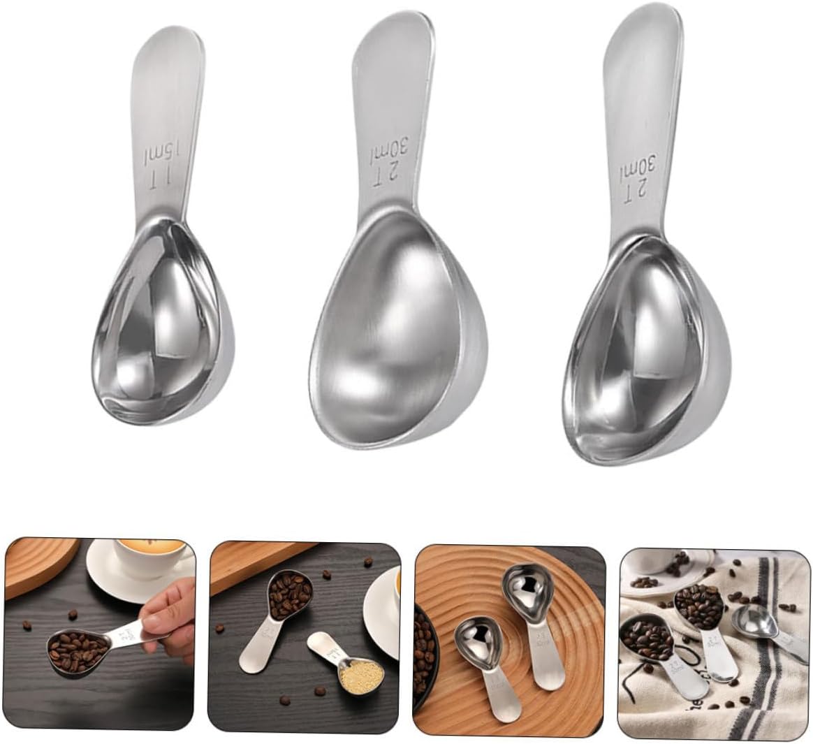 Cabilock 3-Piece Stainless Steel Measuring Spoons Ergonomic Design Stackable Kitchen Tools
