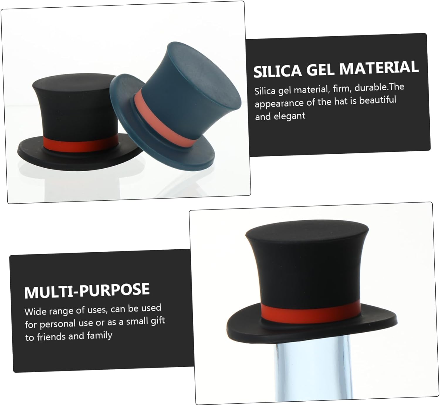 FUNOMOCYA 2pcs Hat Shape Wine Stoppers