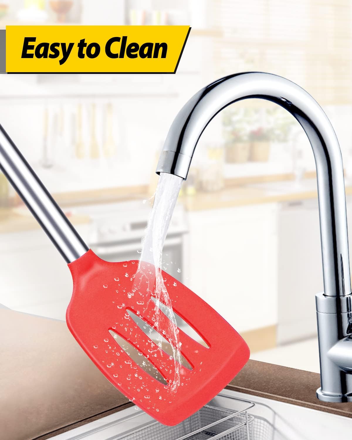 High Heat Silicone Turners Red Set of 2 BPA Free Perfect Kitchen Essential