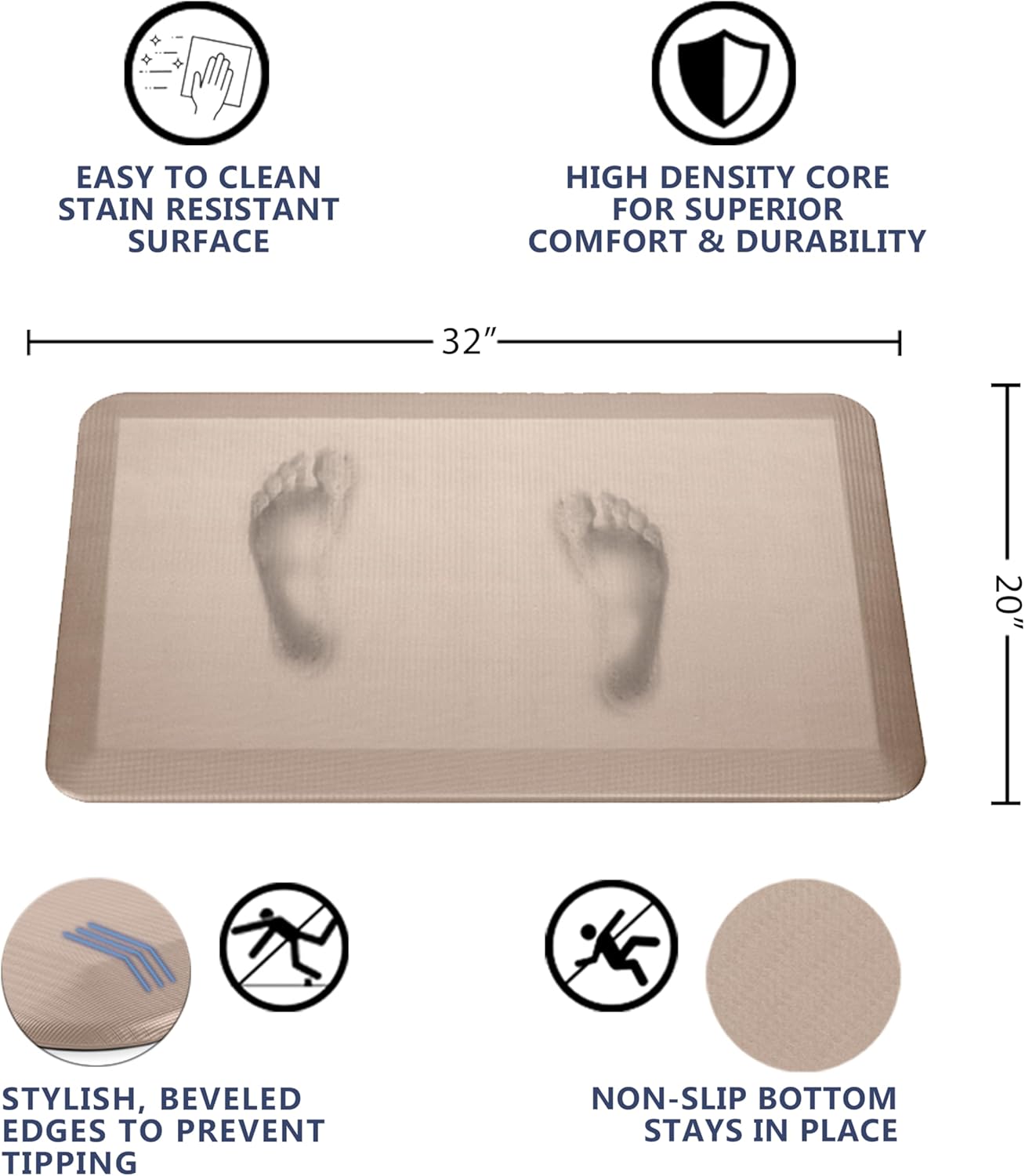 34 Inch Anti Fatigue Floor Mat Rose Gold