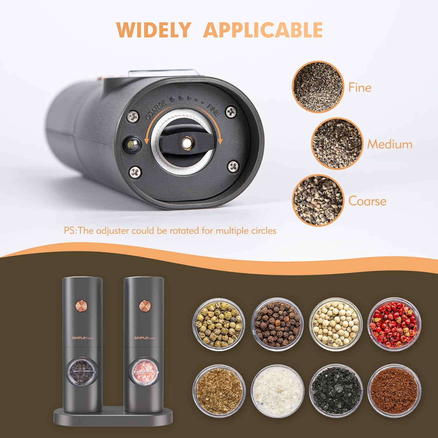 SIMPLETASTE Electric Salt and Pepper Grinder Set
