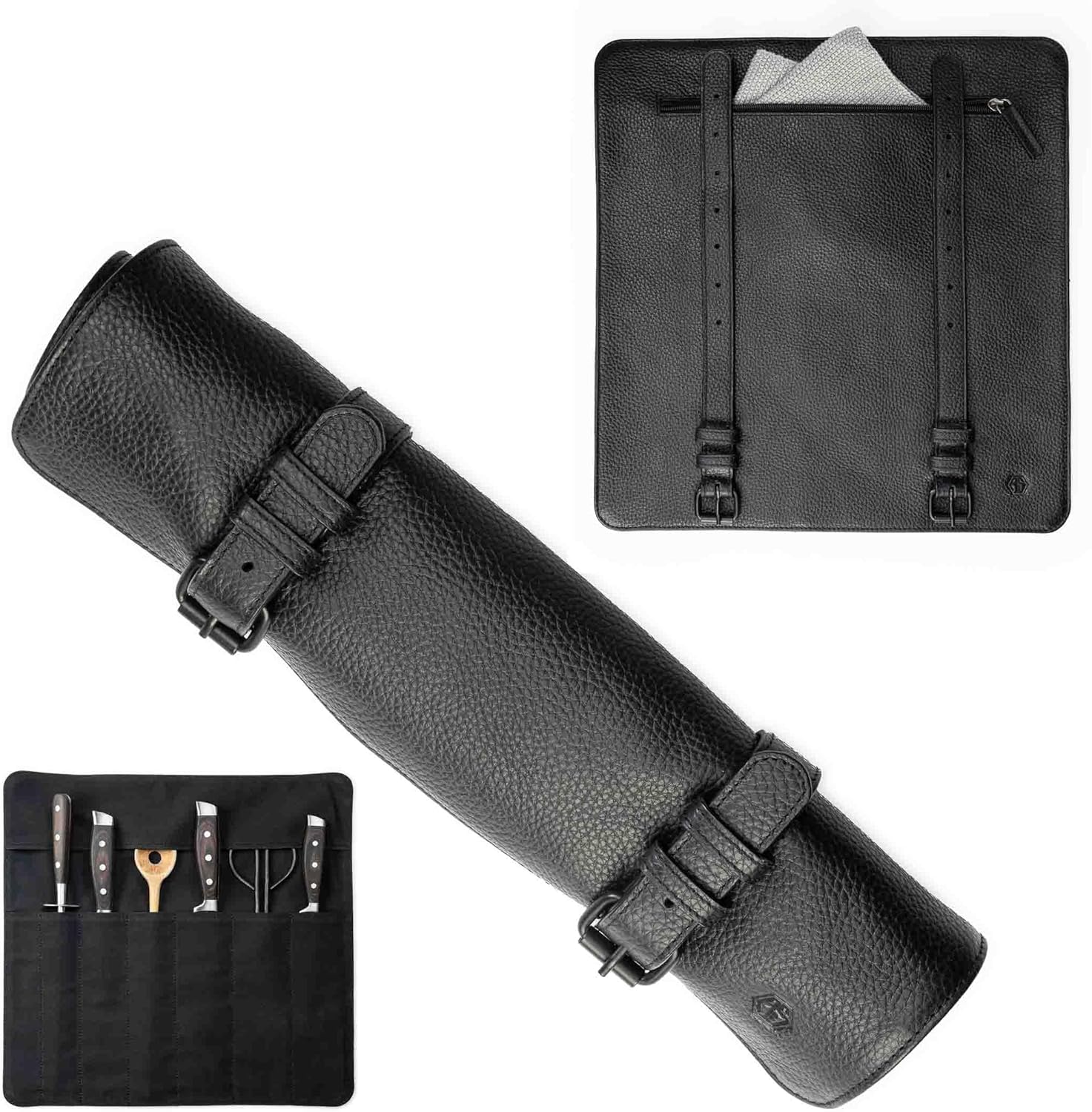 Stylish Buffalo Leather Knife Roll Bag for Chefs