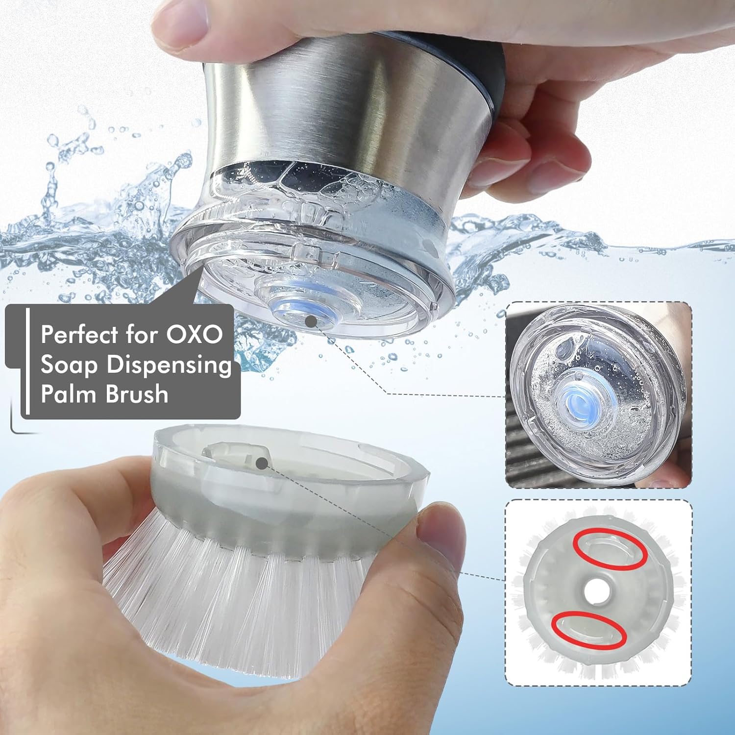 4-Piece Palm Brush Refills for OXO Steel Soap Dispensing Dish Brush
