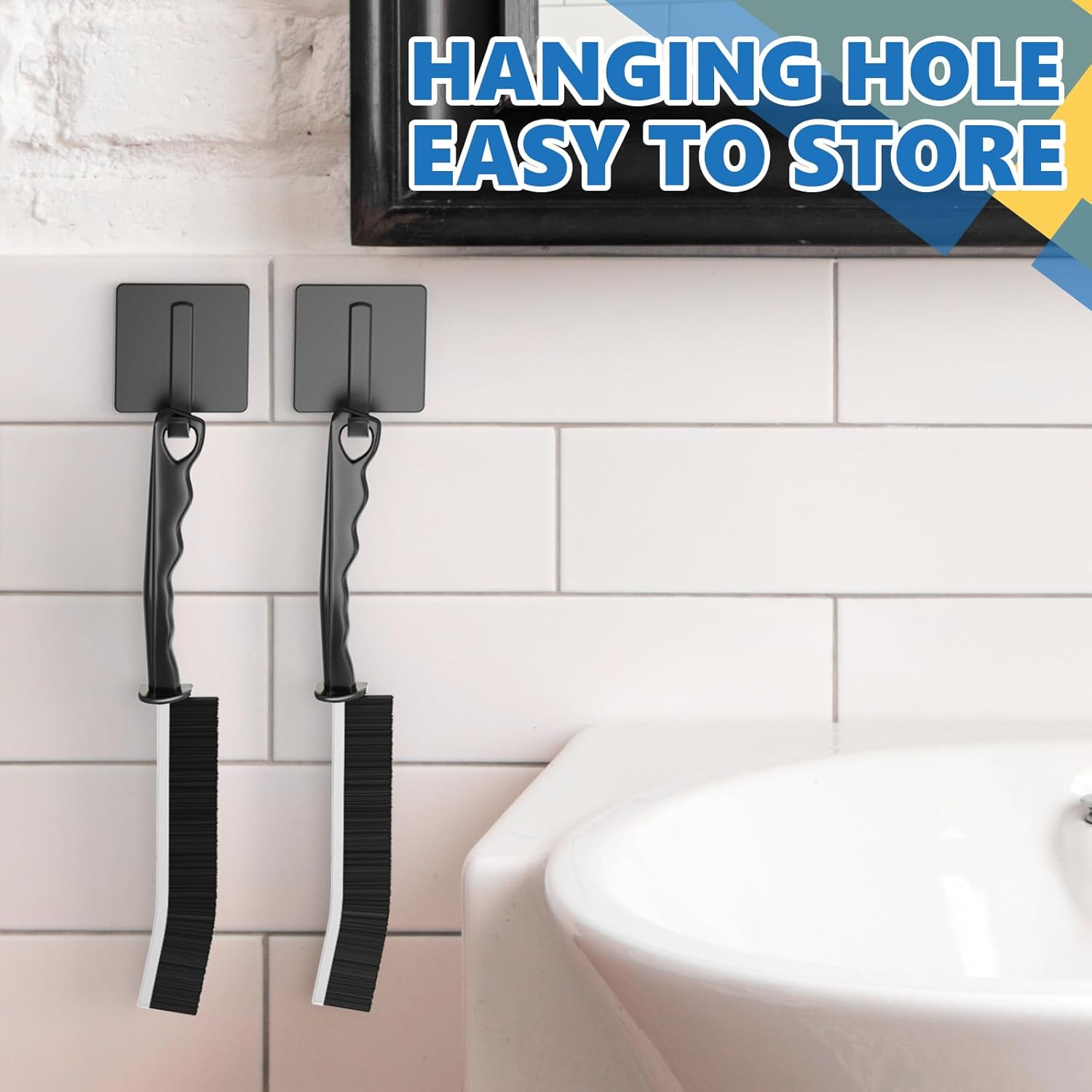 Quilted Hard Bristle Crevice Cleaning Brush for Bathrooms kitchens