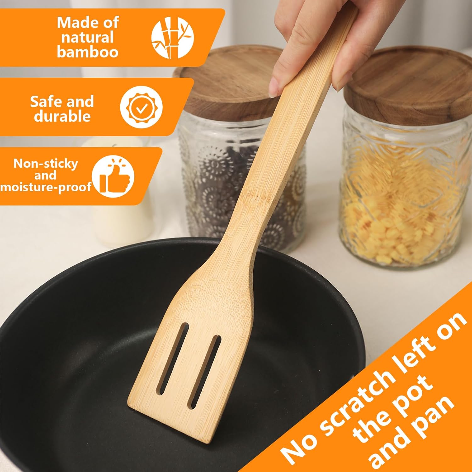 HAKSEN 6PCS Bamboo Cooking Utensils Set 1