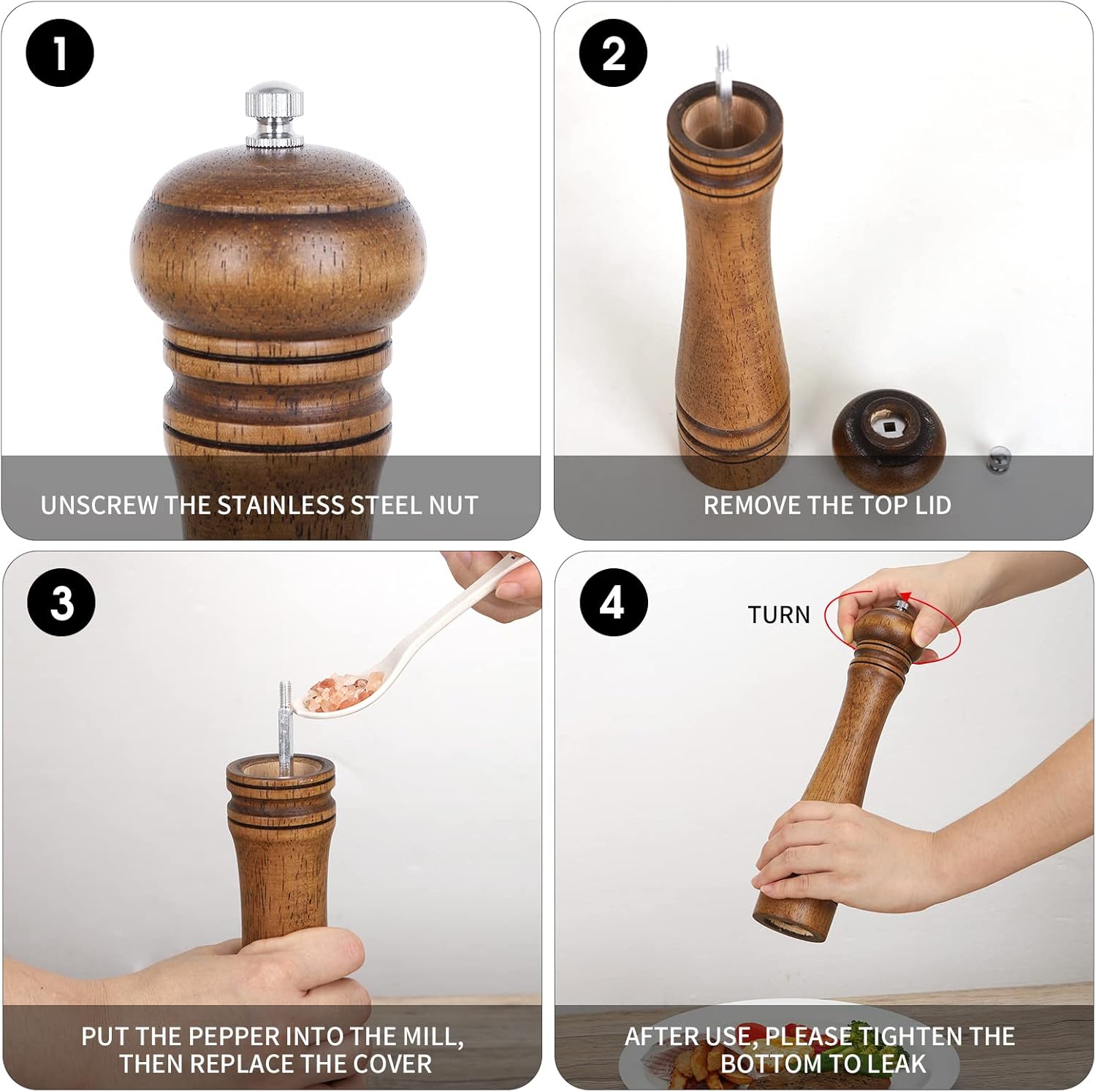 XWXO Oak Loss-Glazed Pepper Mill