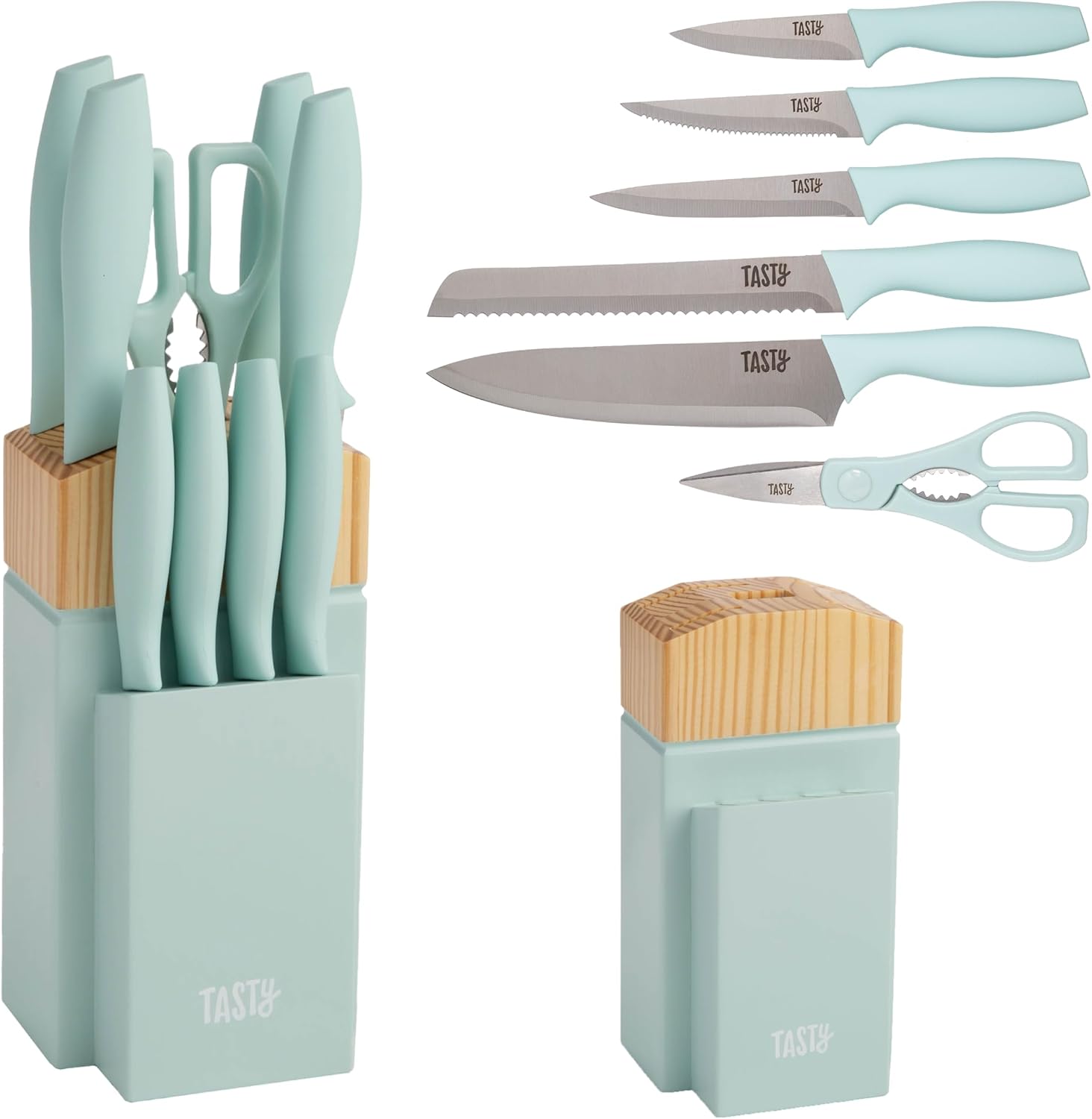 Tasty Kitchen Knife Set with Block 10-Piece Aqua