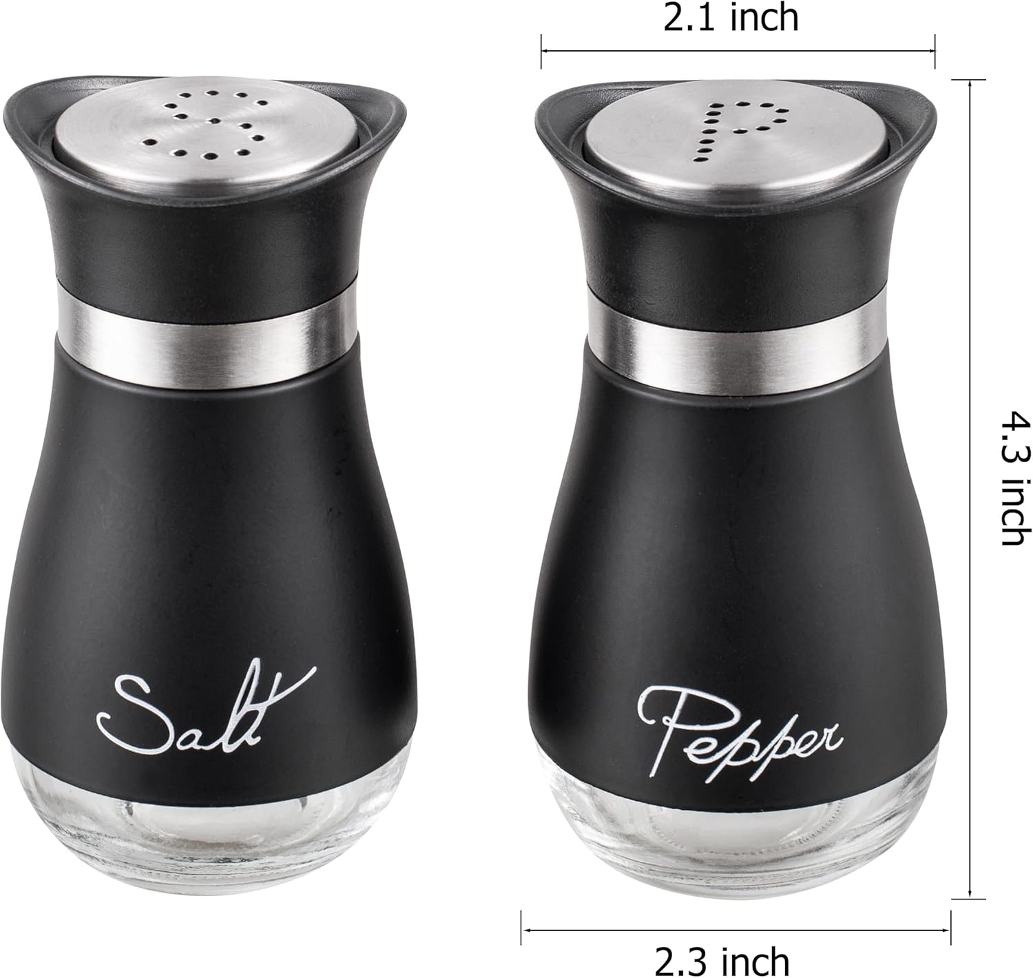 Lonffery Salt Pepper Set Stainless Steel Glass Elegant Design for Daily Use