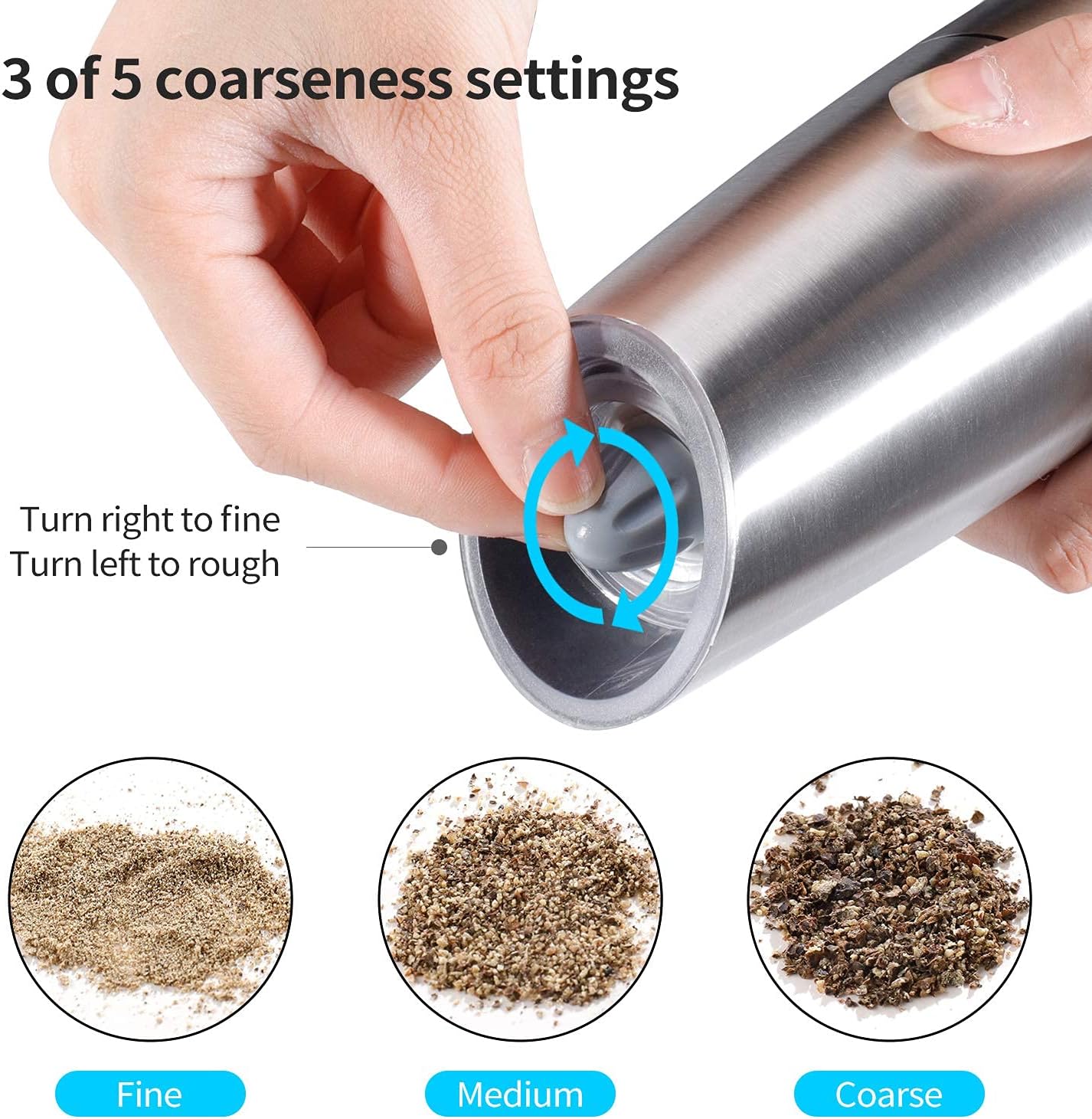 Electric Salt Pepper Grinder Set With Adjustable Grating LED Illumination