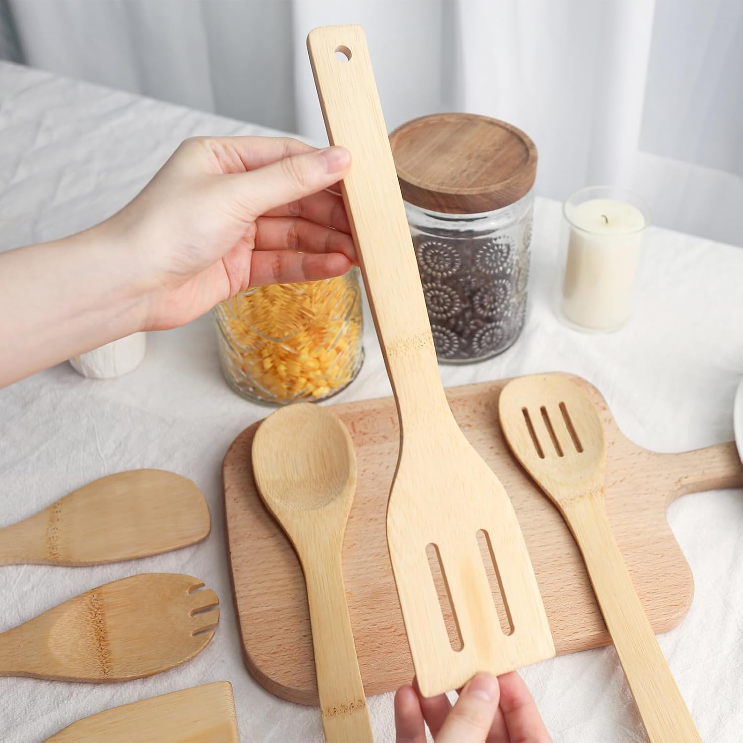 HAKSEN 6PCS Bamboo Cooking Utensils Set 1