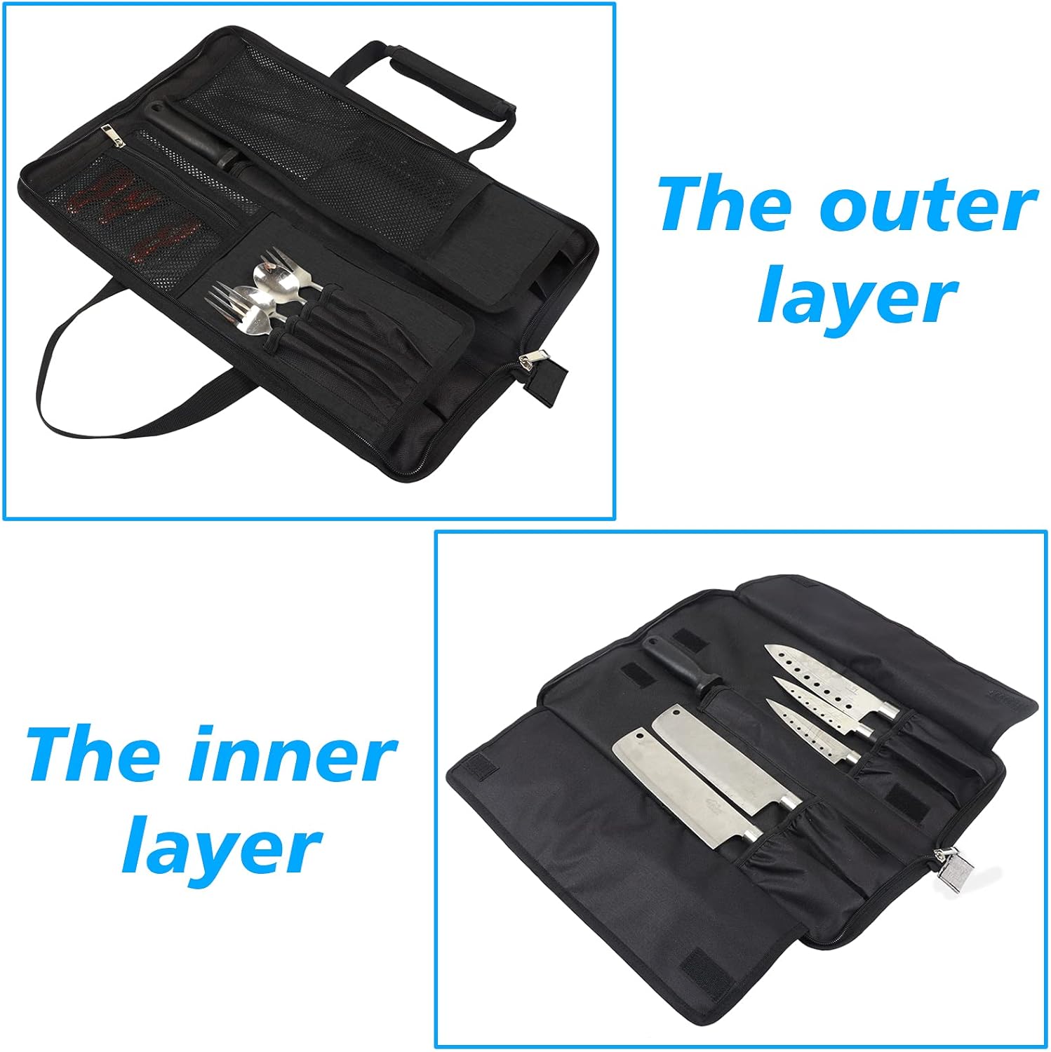 Premium Heavy Duty Chef Knife Roll Bag for Easy Storage Carry