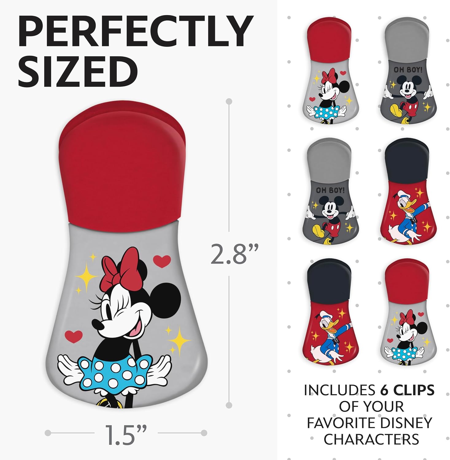 Disney Magnetic Chip Clips 6-Pack Bag Clips for Pantry Fridge