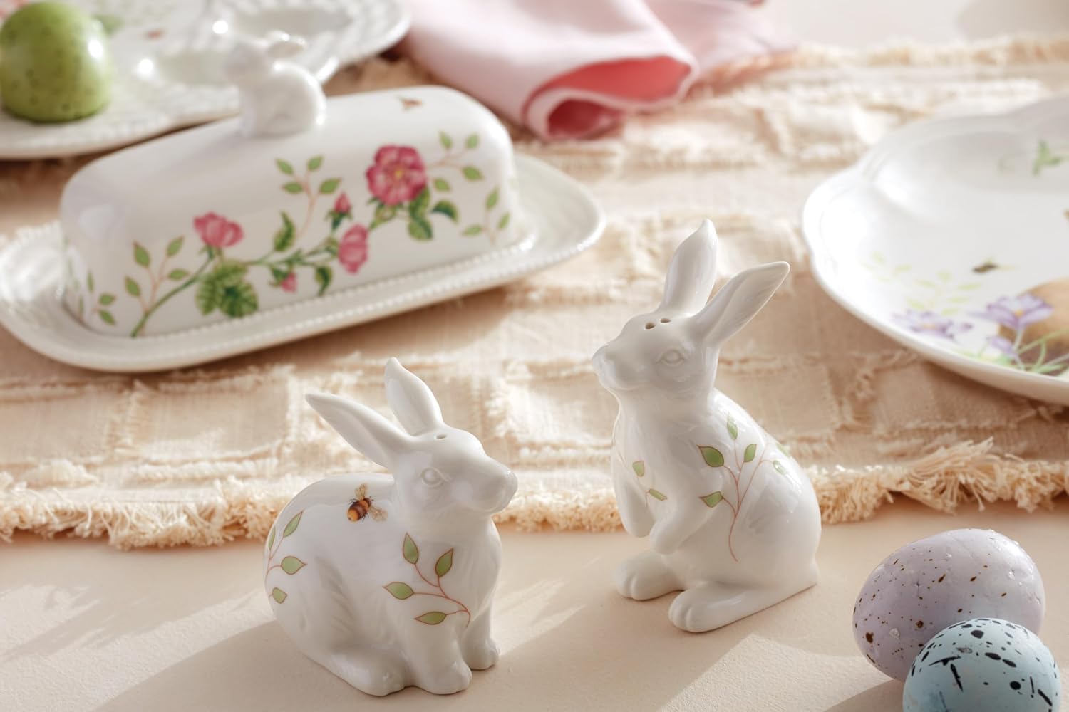 Durable Adorable Buttery Meadow Bunny Salt Pepper Set