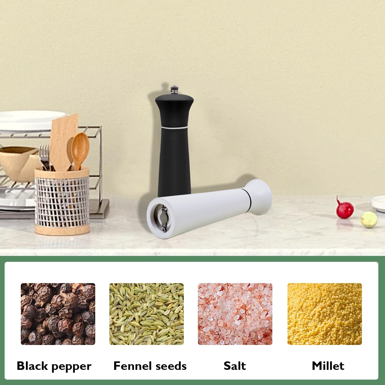 Stylish Handmade Salt Pepper Mill Set
