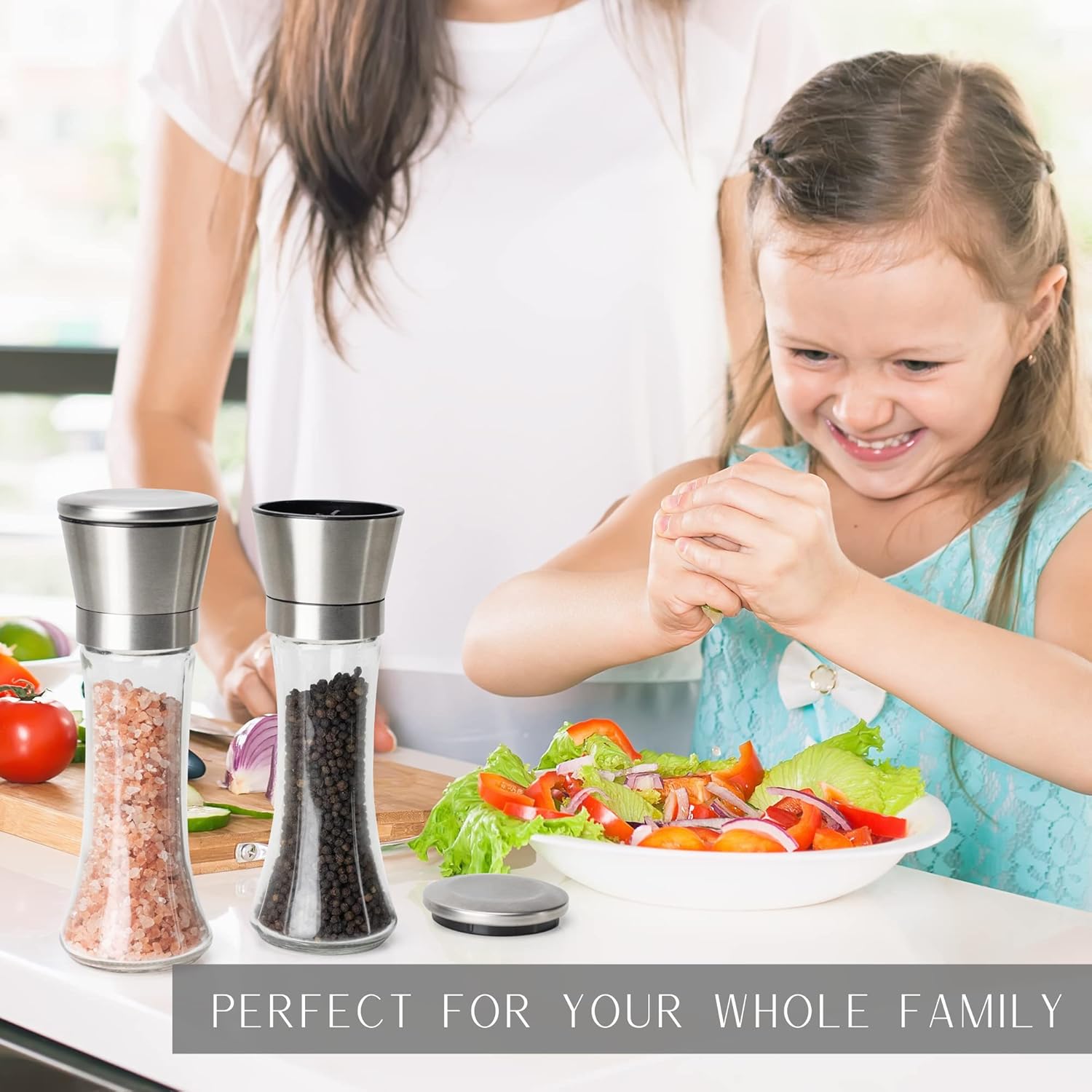 KIBAGA Stainless Steel Salt Pepper Mill Set