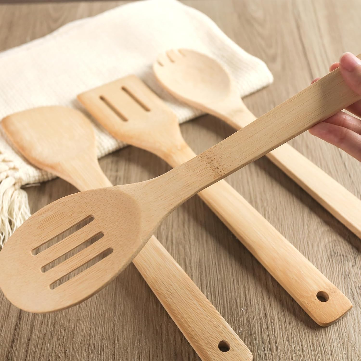 HAKSEN 6PCS Bamboo Cooking Utensils Set 1