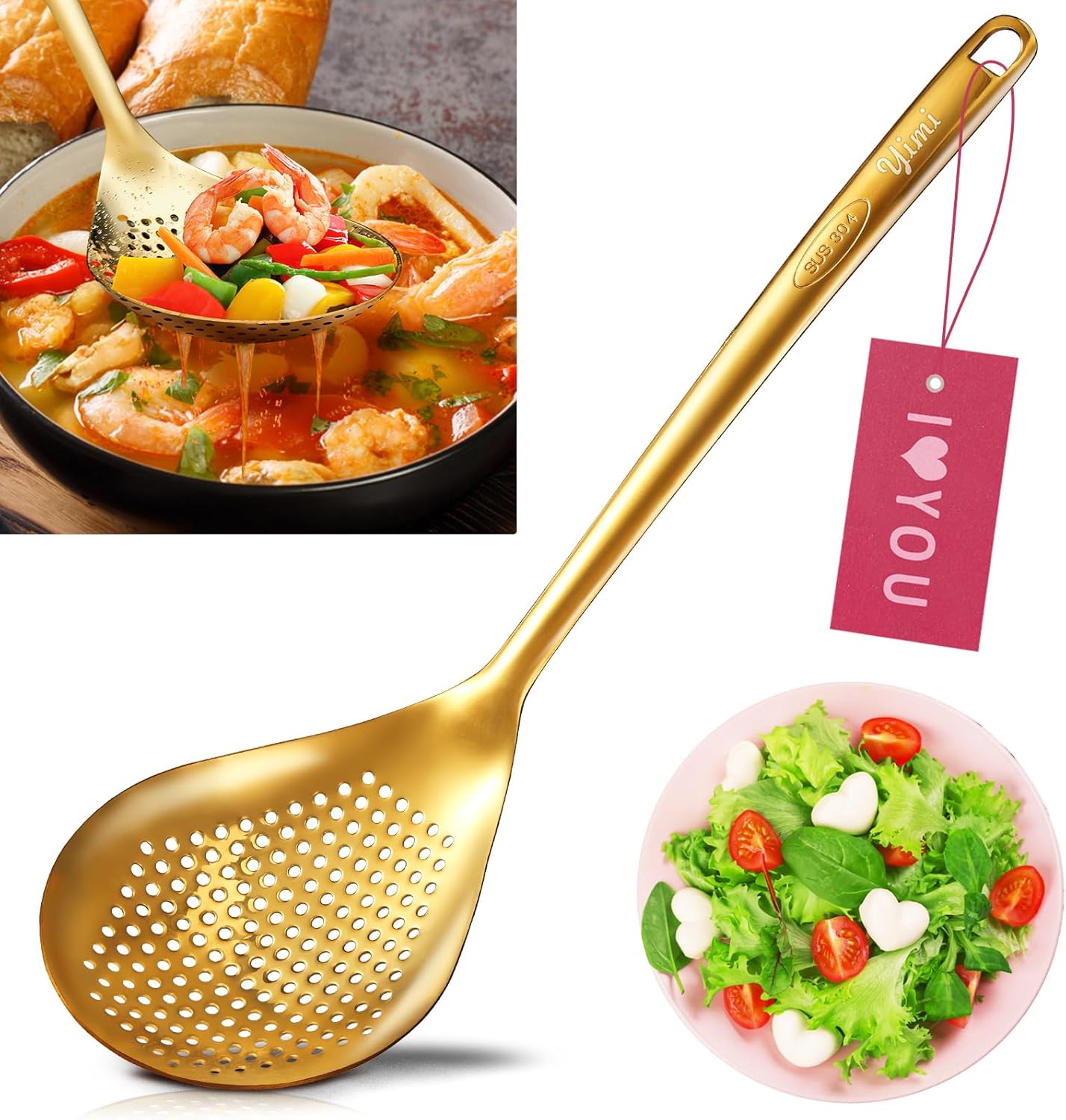 YimiArtisan-Grade 304 Stainless Steel Ladle Set for Cooking and Serving