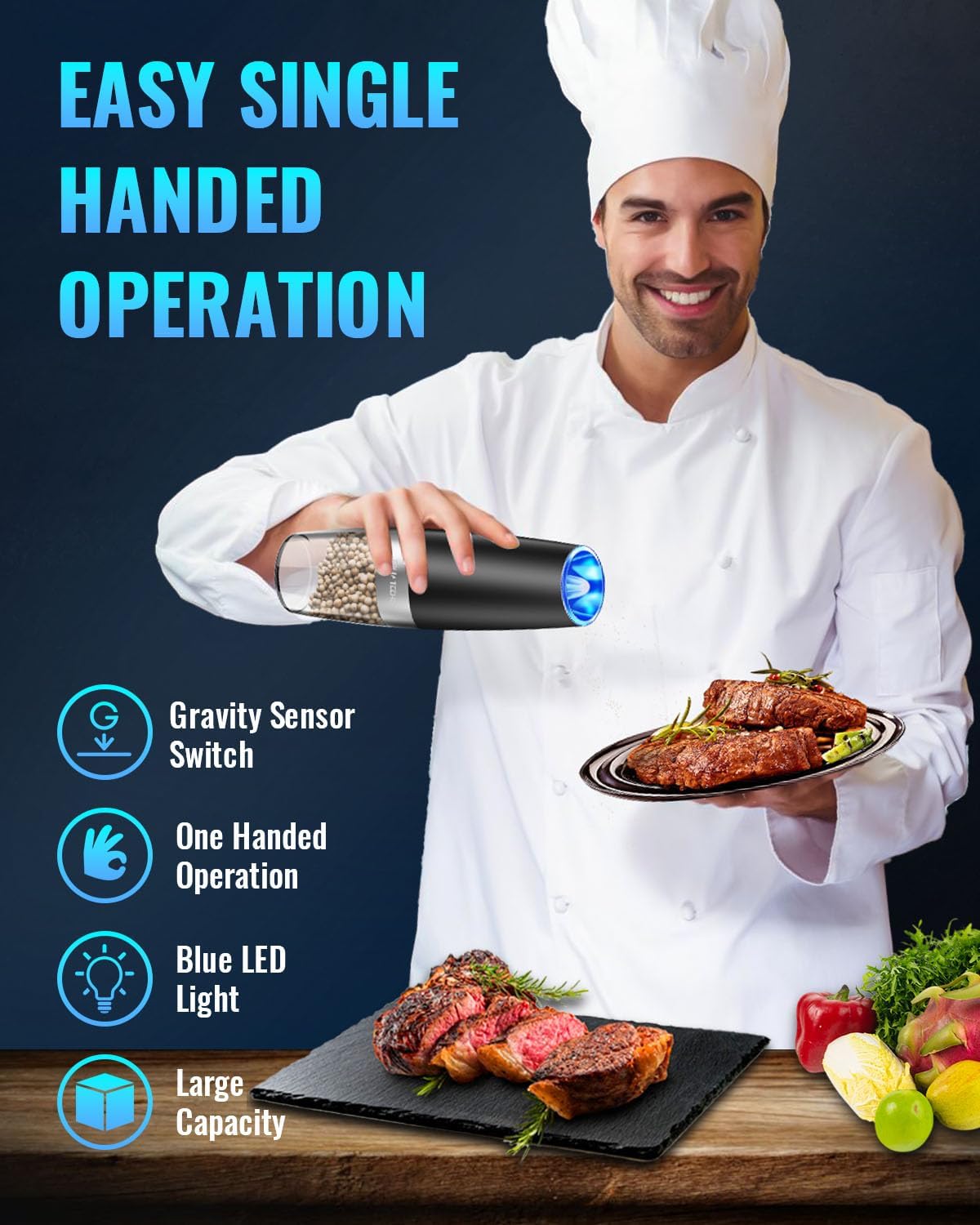 Adjustable Electric Gravity Spice Mill Set