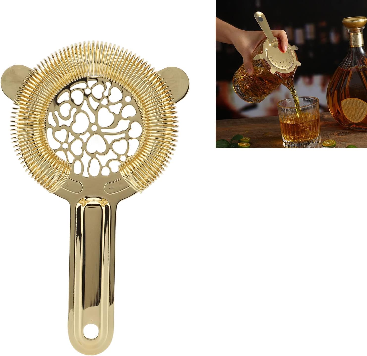 Cocktail Strainer Stainless Steel Luxury Gold