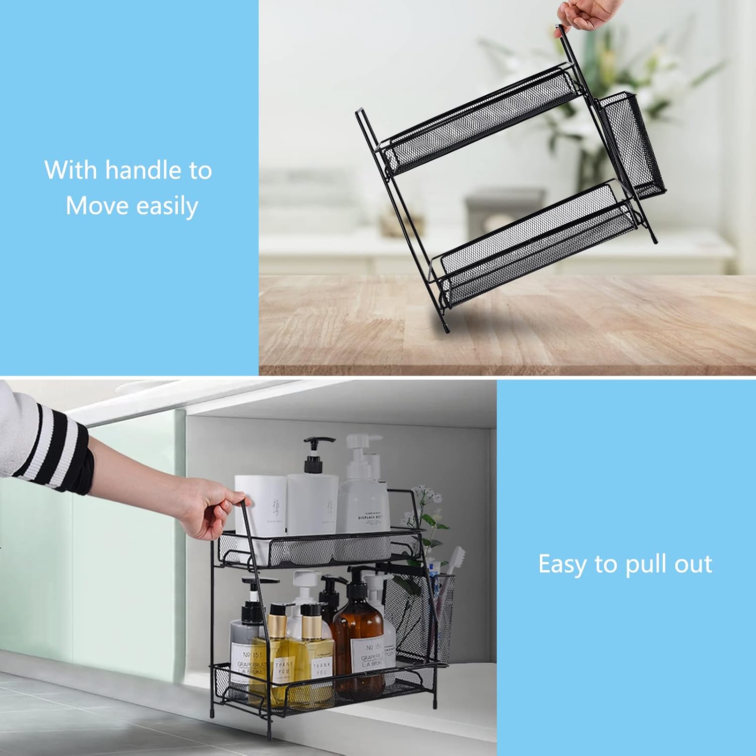 Le Miktle Multifunctional Counter Organizer for Kitchen Bathroom Bedroom Black