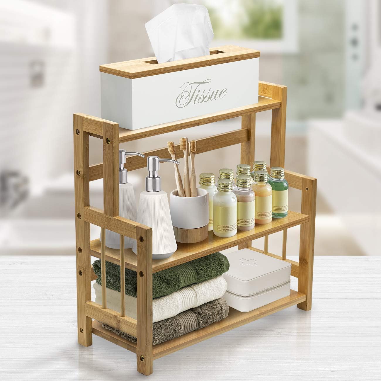 Sorbus 3-Tier Bamboo Spice Storage Organizer