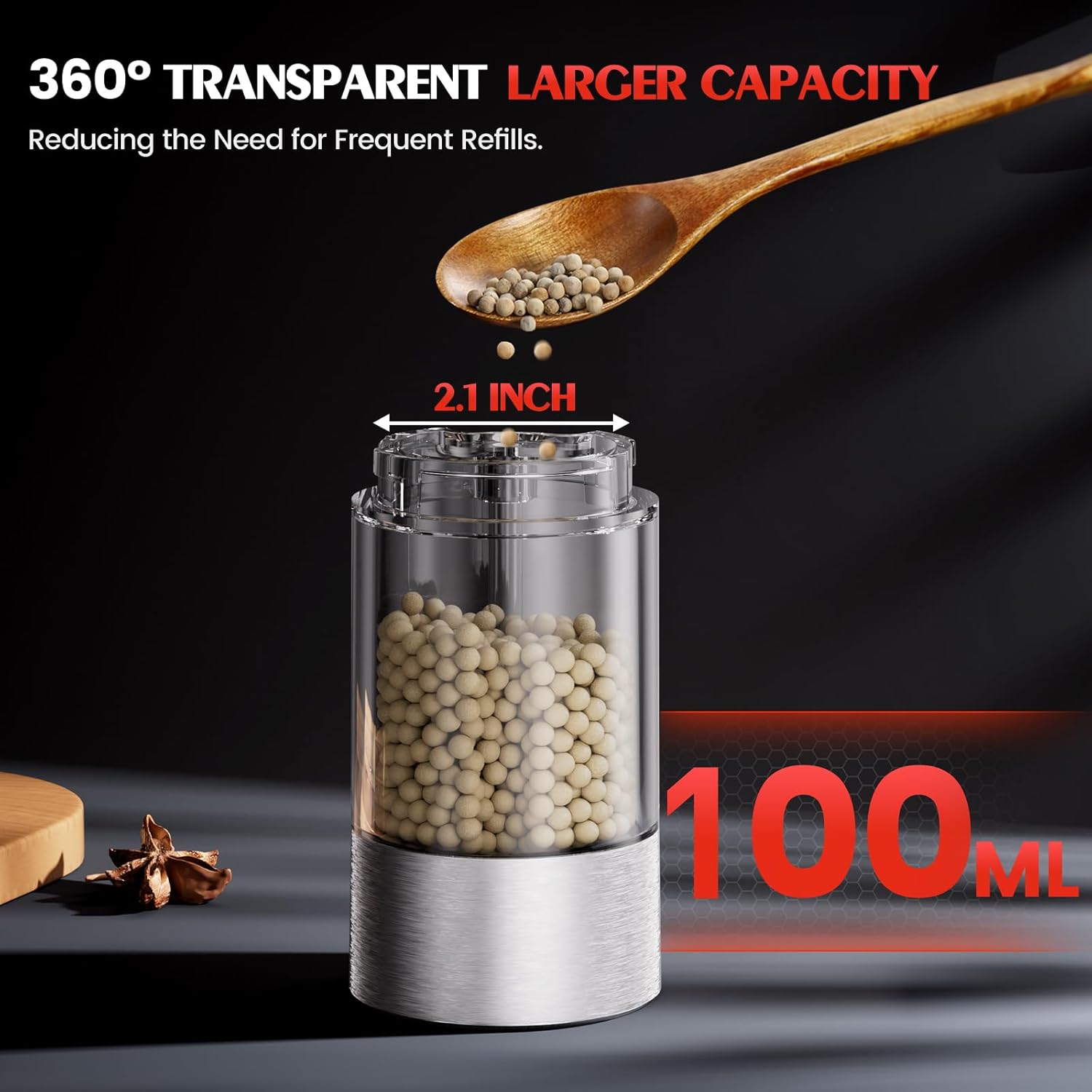 Adjustable Battery-Operated Salt Pepper Mill Set