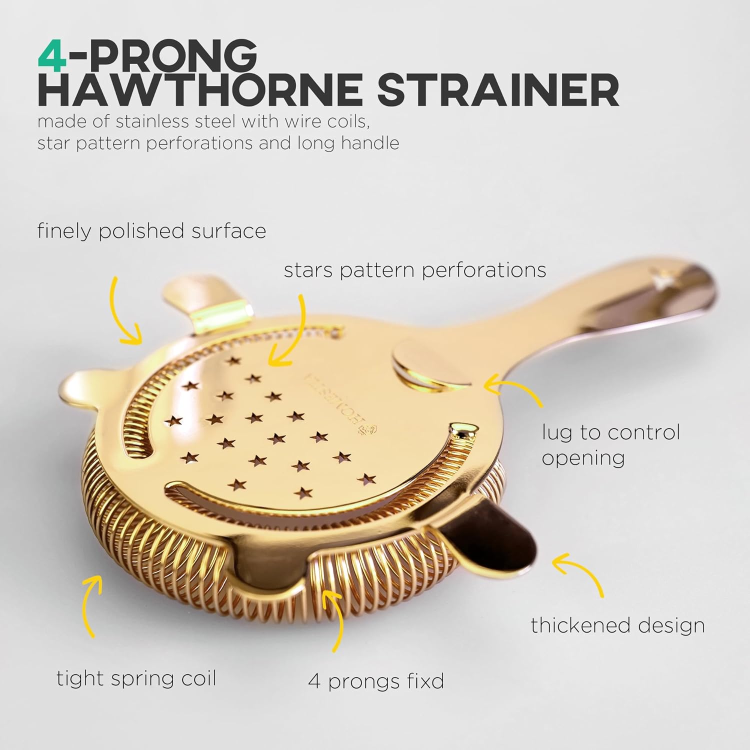 Sturdy Stainless Steel Cocktail Strainer for Bartending