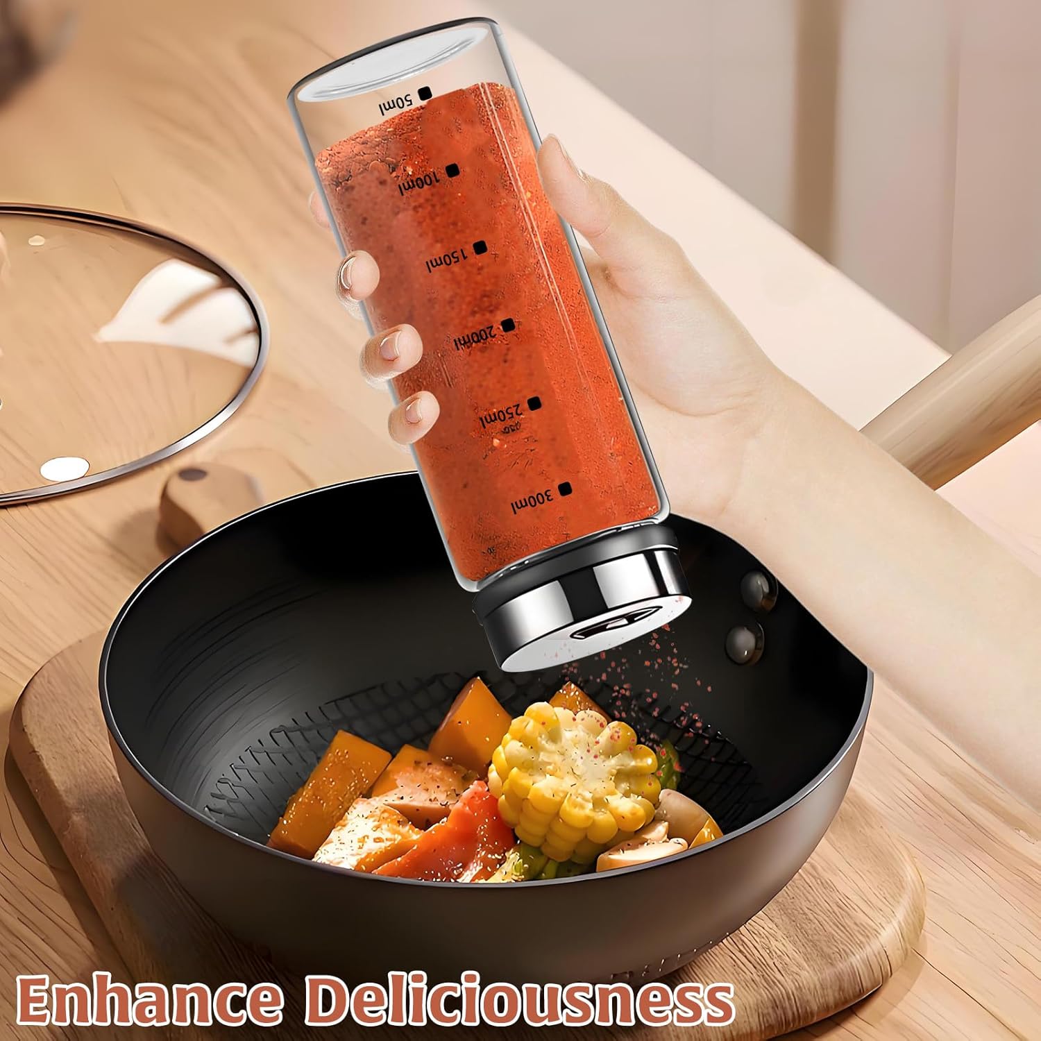 2Pcs Glass Salt Pepper Shakers with Adjustable Pour Holes and Removable Lids