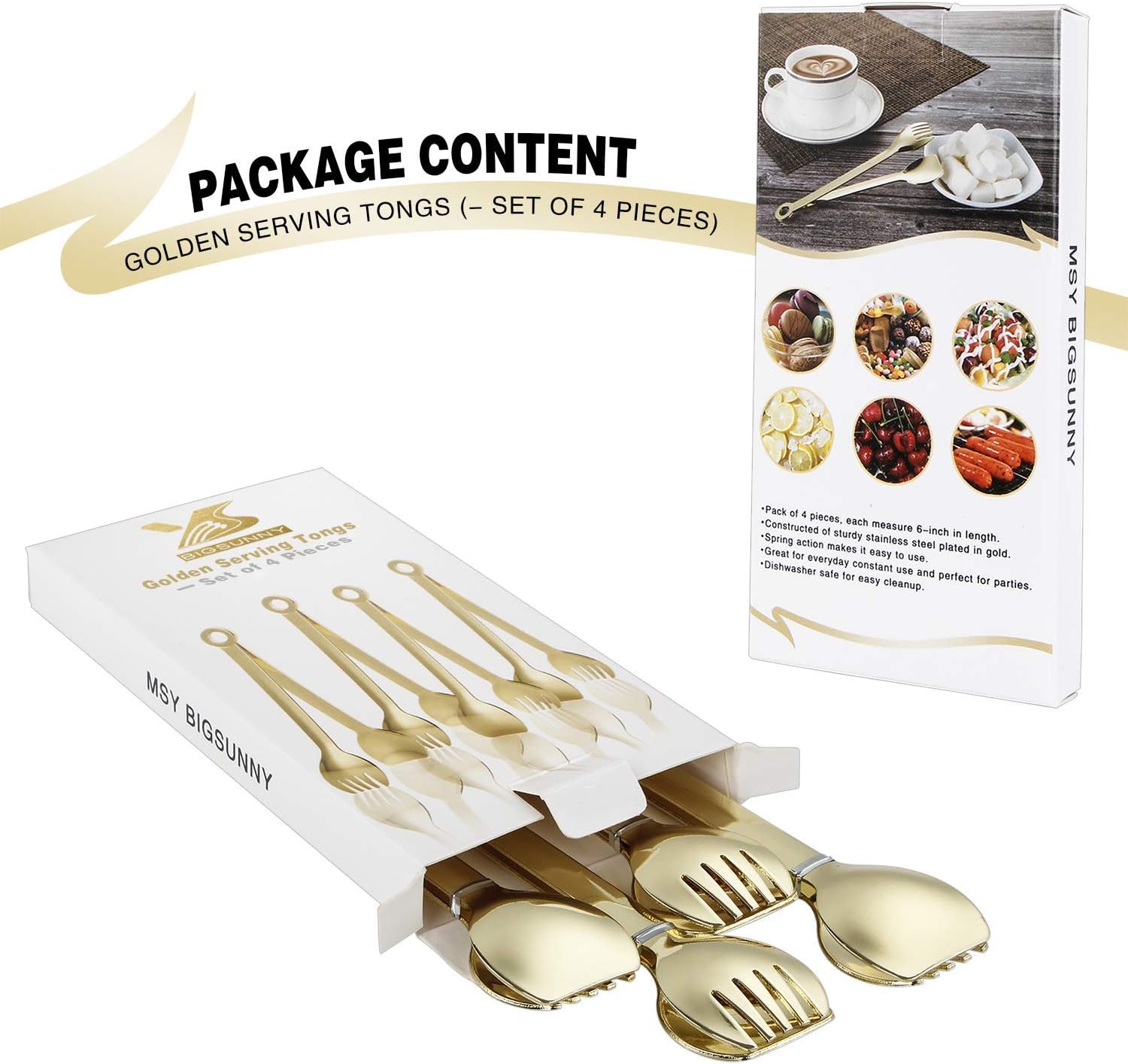 Stainless Steel Appetizer Tongs Set of 4
