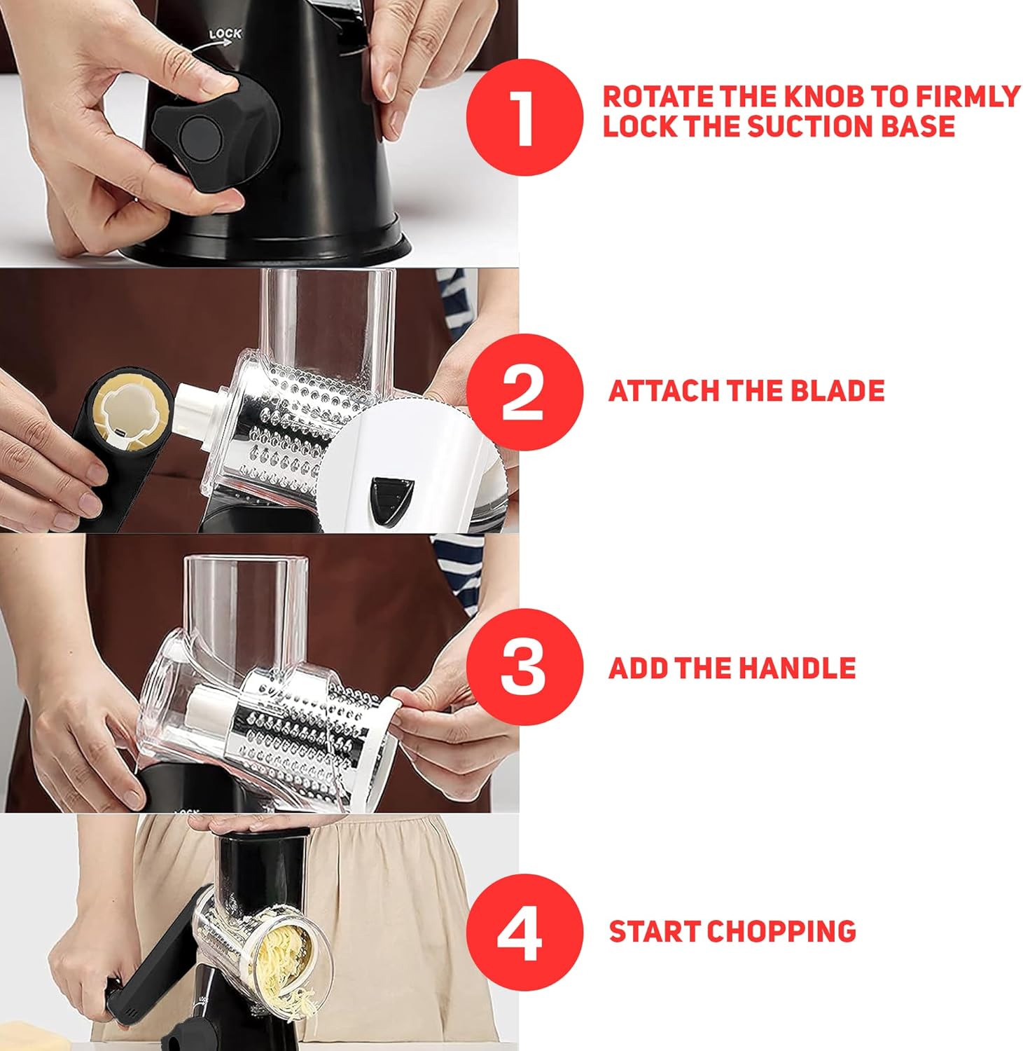Experience the Convenience of Nonnis Kitchen - 3 Blade Manual Cheese Grater