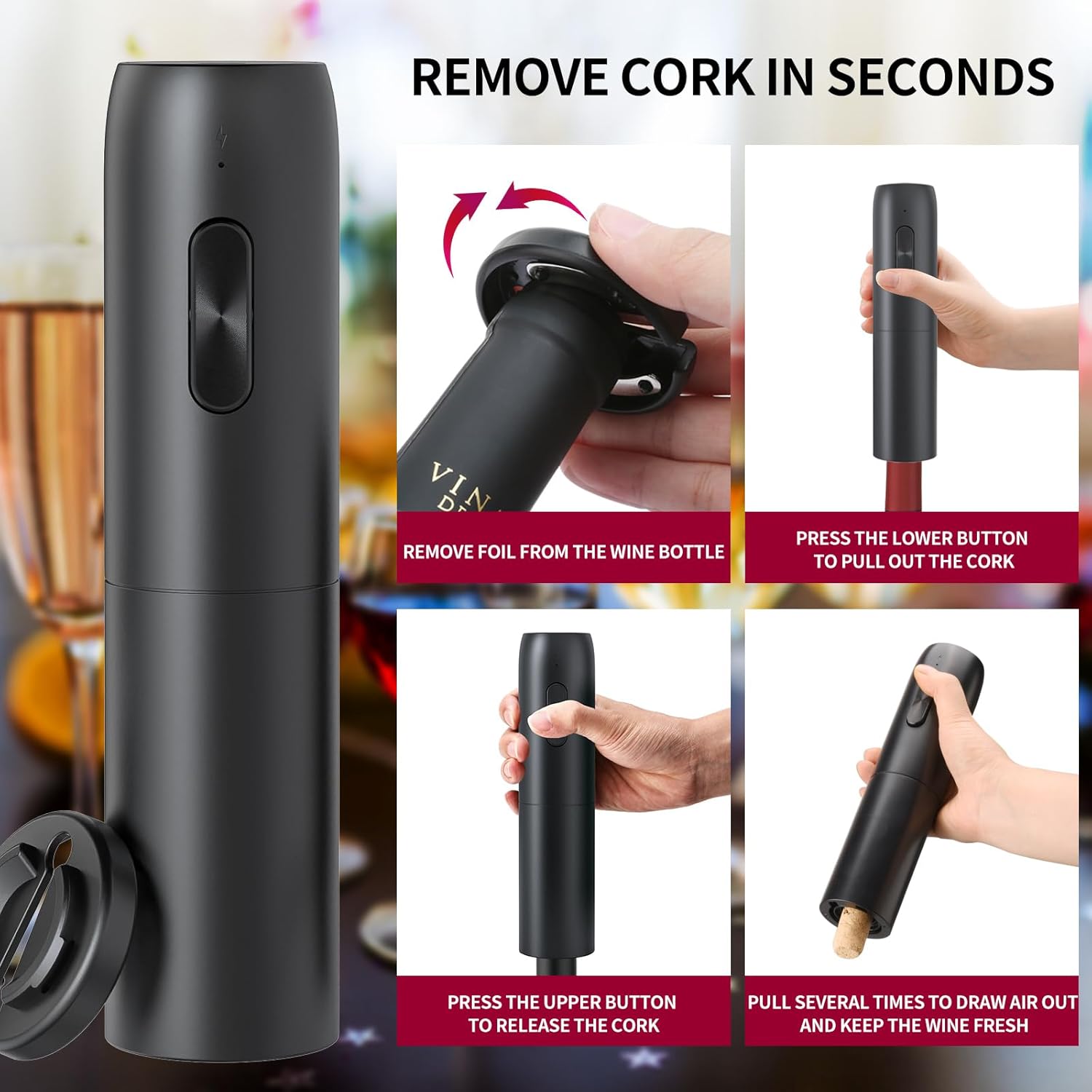 Effortless Electric Wine Opener Set