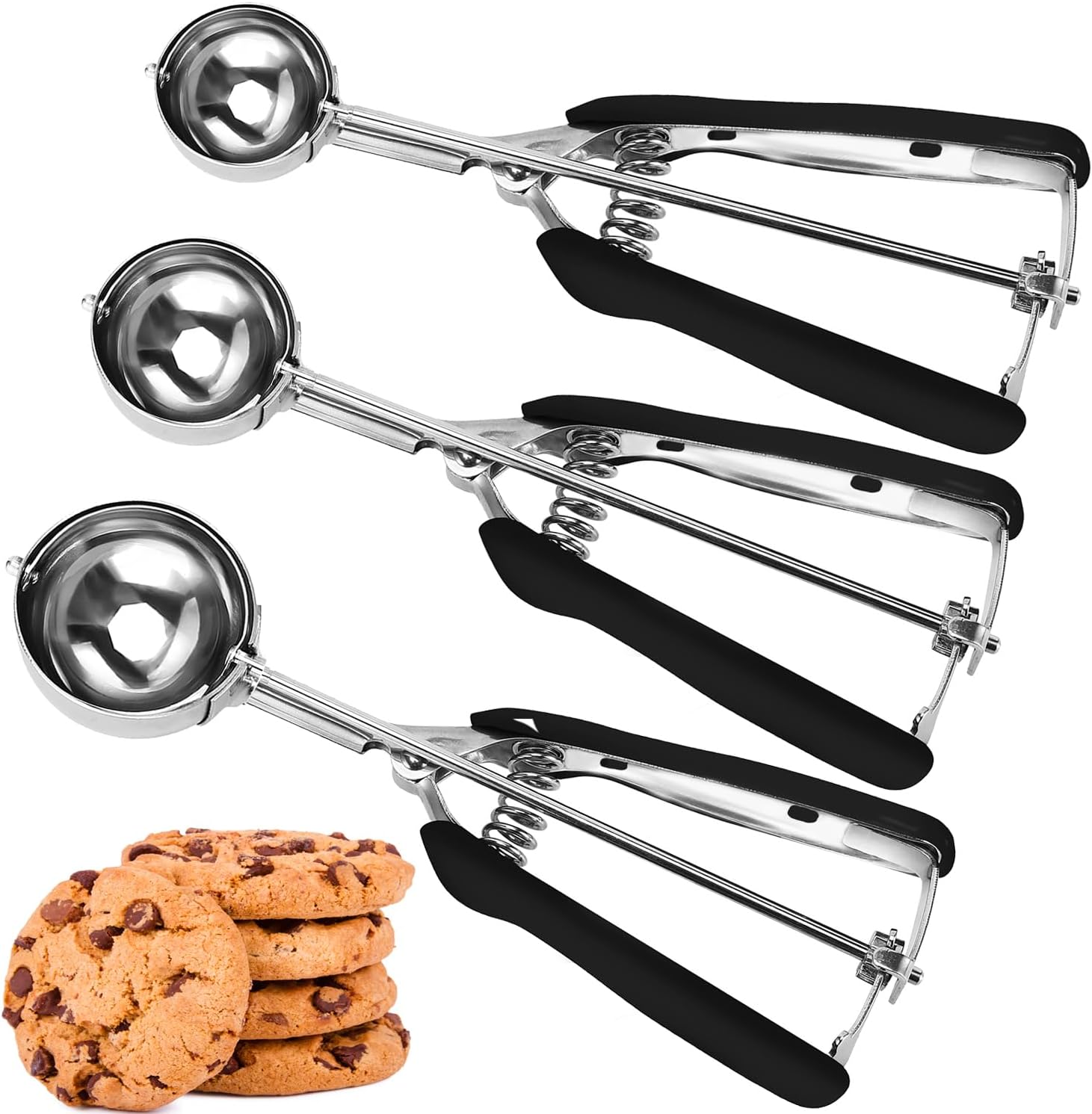 3-Sized Cookie Scoop Set for Baking