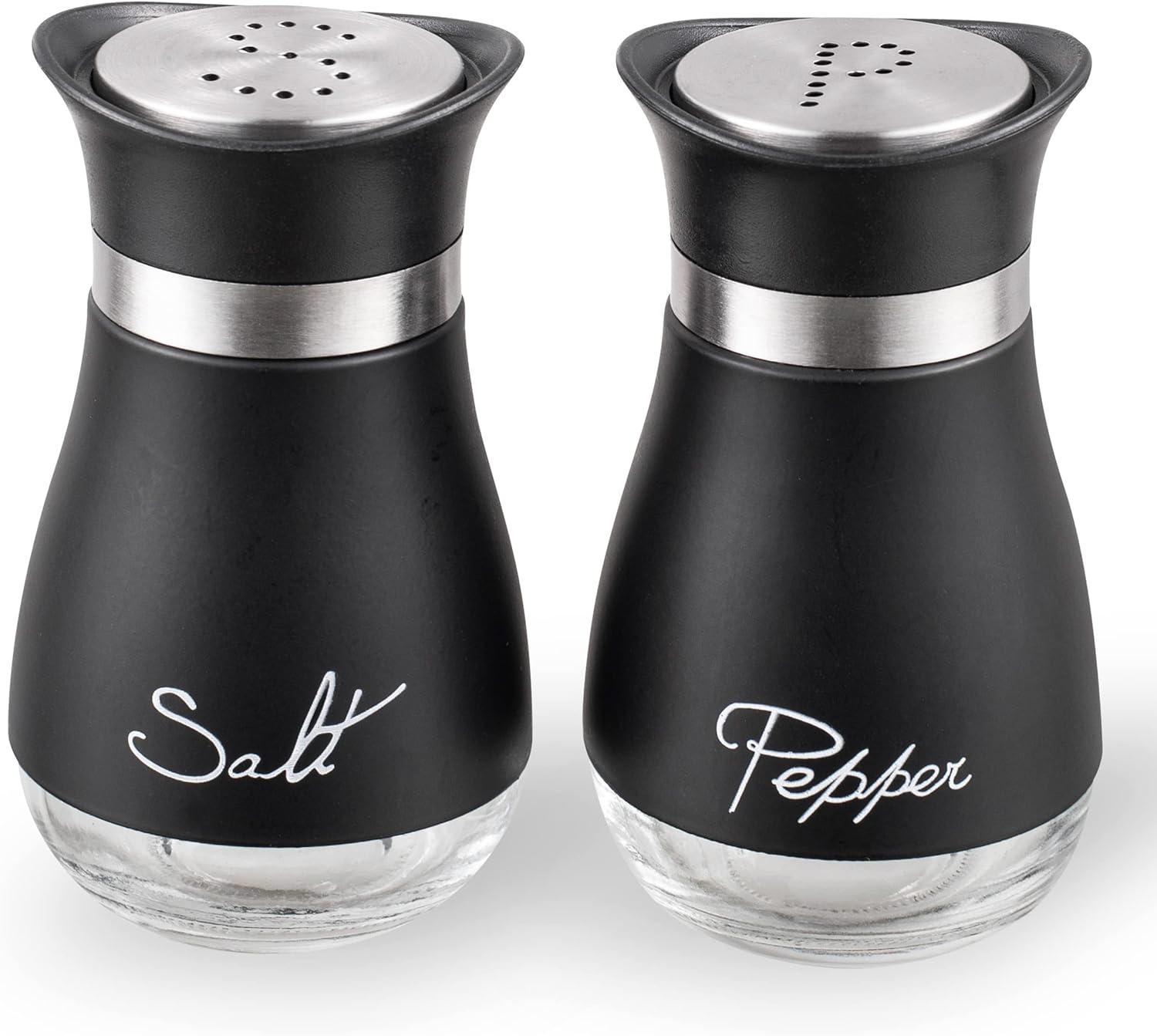 Lonffery Salt Pepper Set Stainless Steel Glass Elegant Design for Daily Use