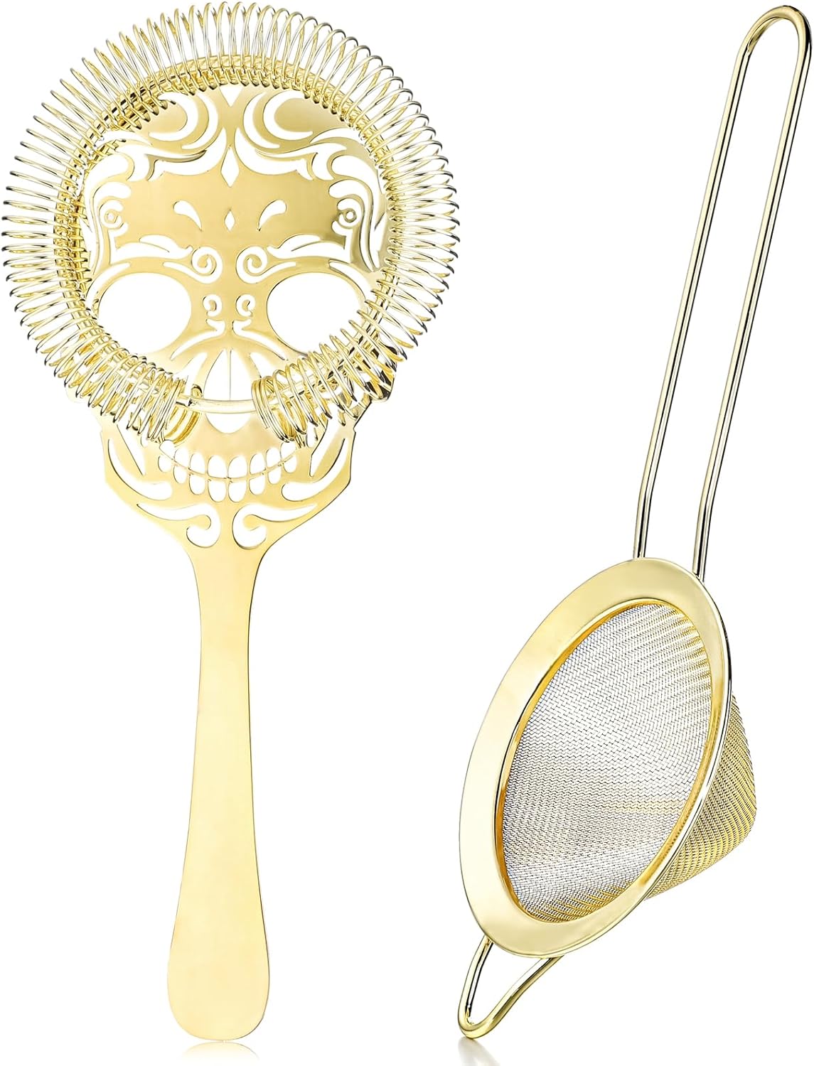 Gold Cocktail Strainer Set with Hawthorne and Fine Mesh Strainers