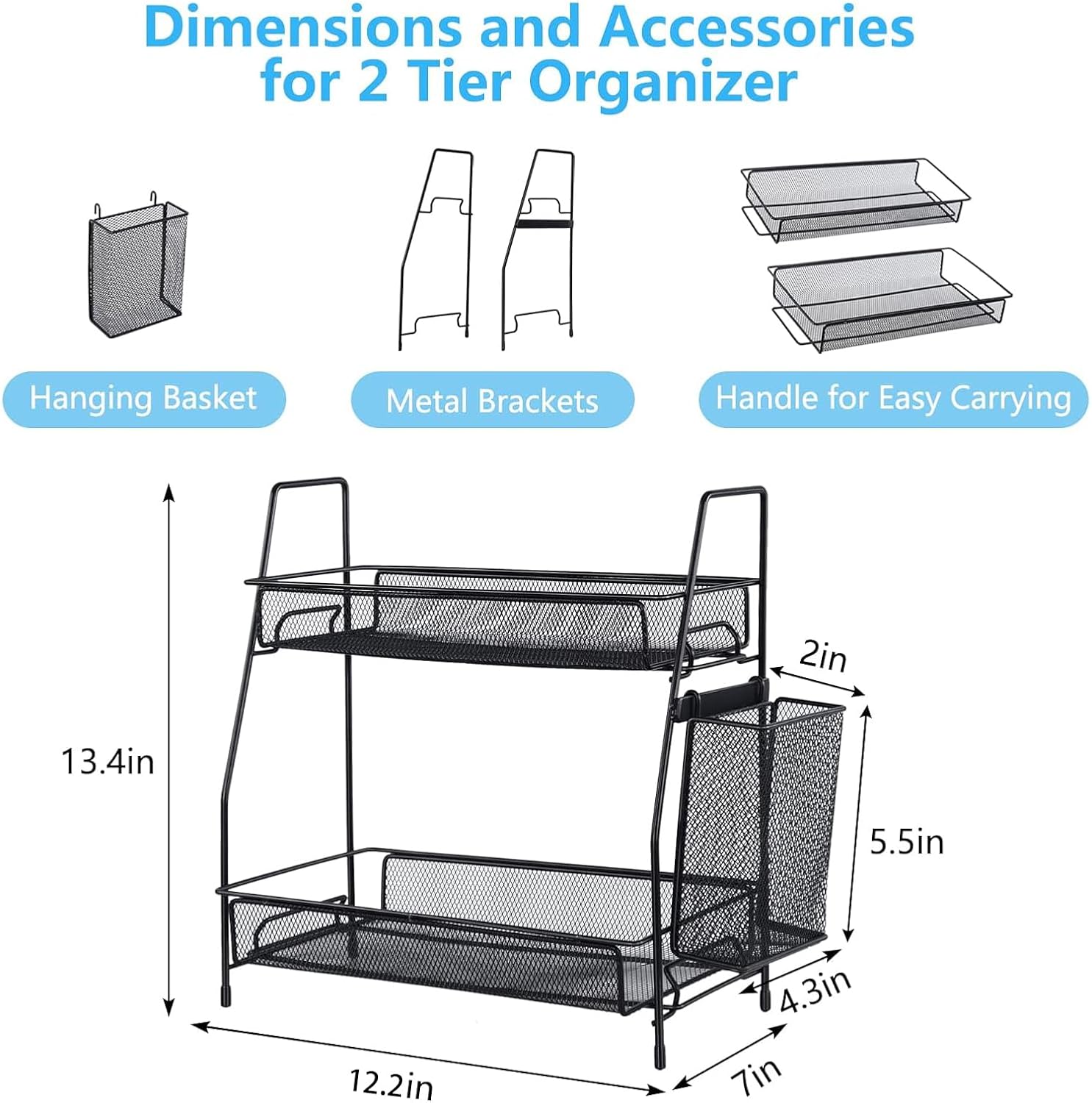 Le Miktle Multifunctional Counter Organizer for Kitchen Bathroom Bedroom Black