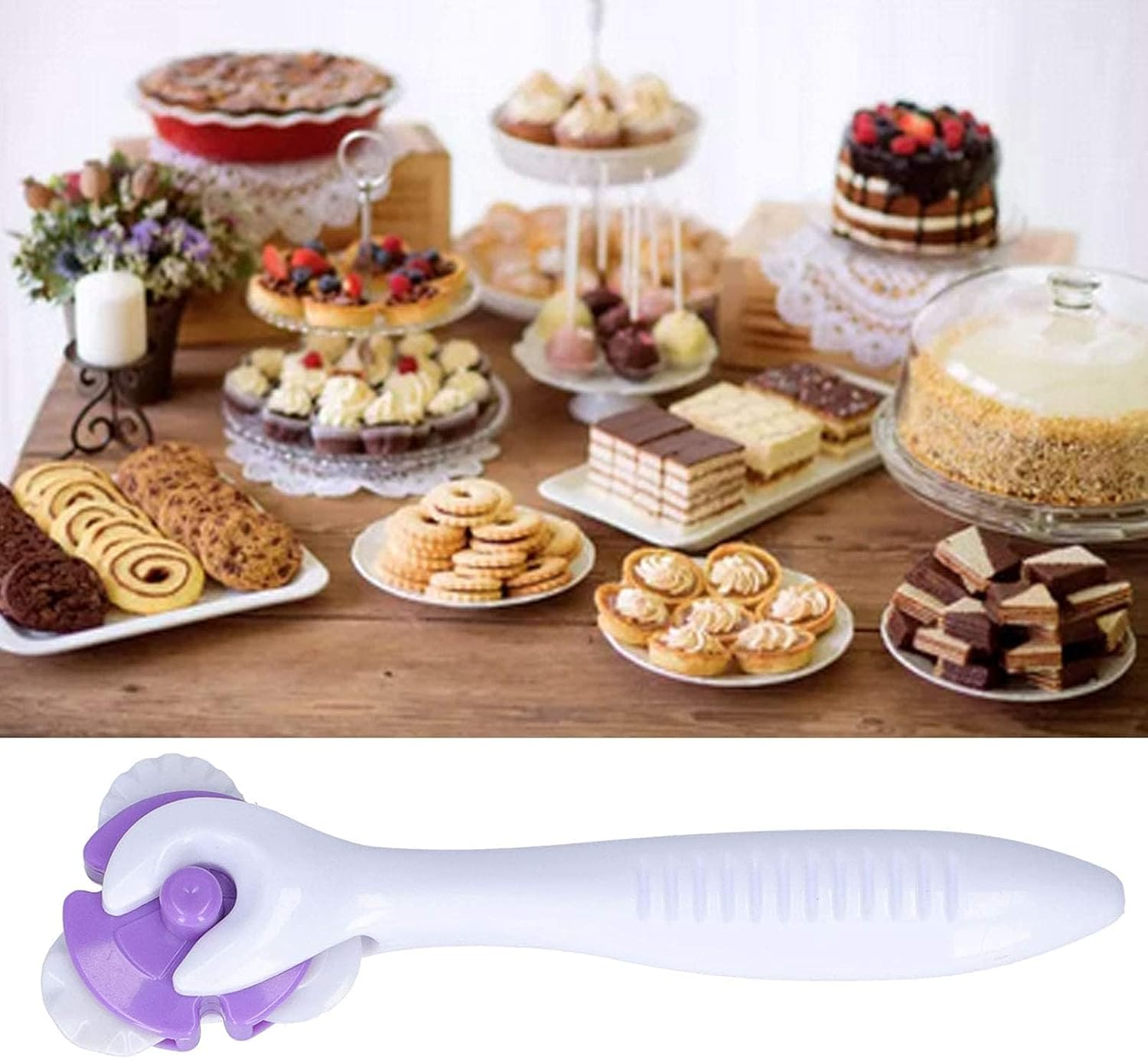 HERCHR Pastry Wheel Cutter Set Stainless Steel for Pie Cookies More