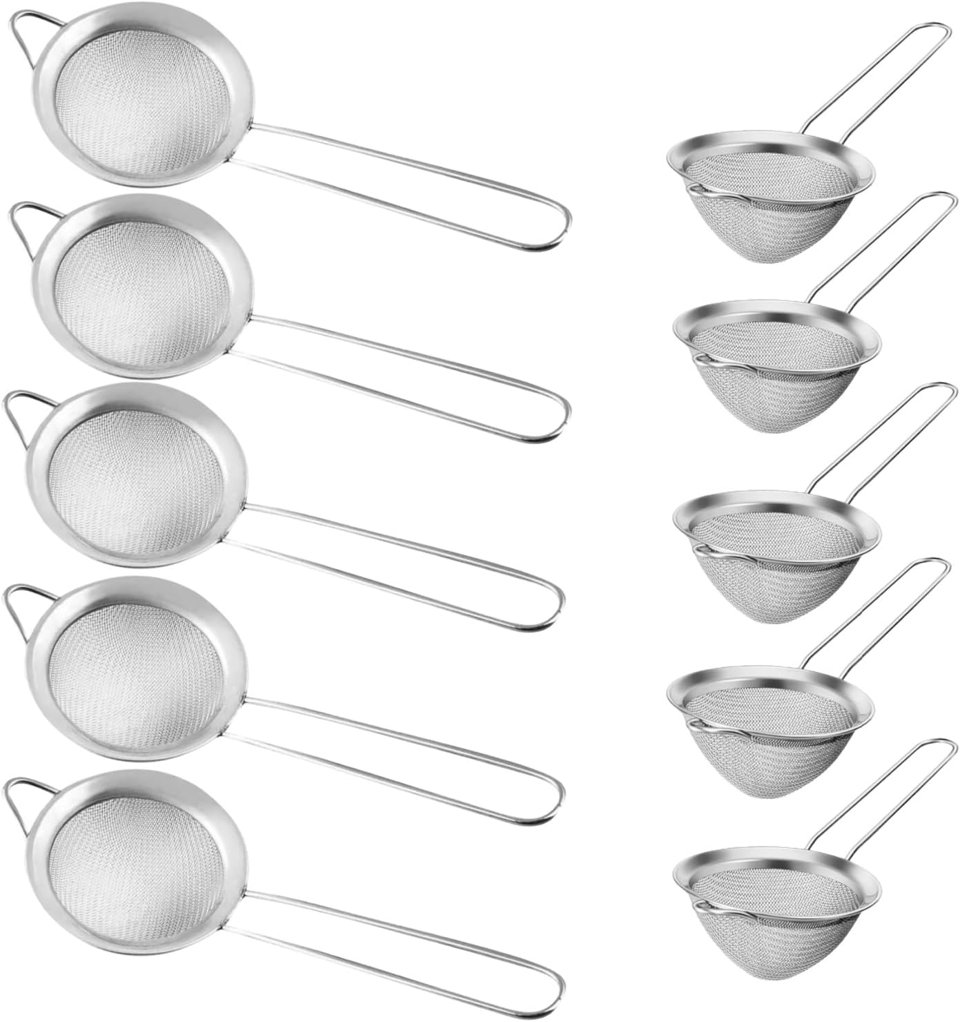 10-Piece Stainless Steel Tea Juice Strainer Set