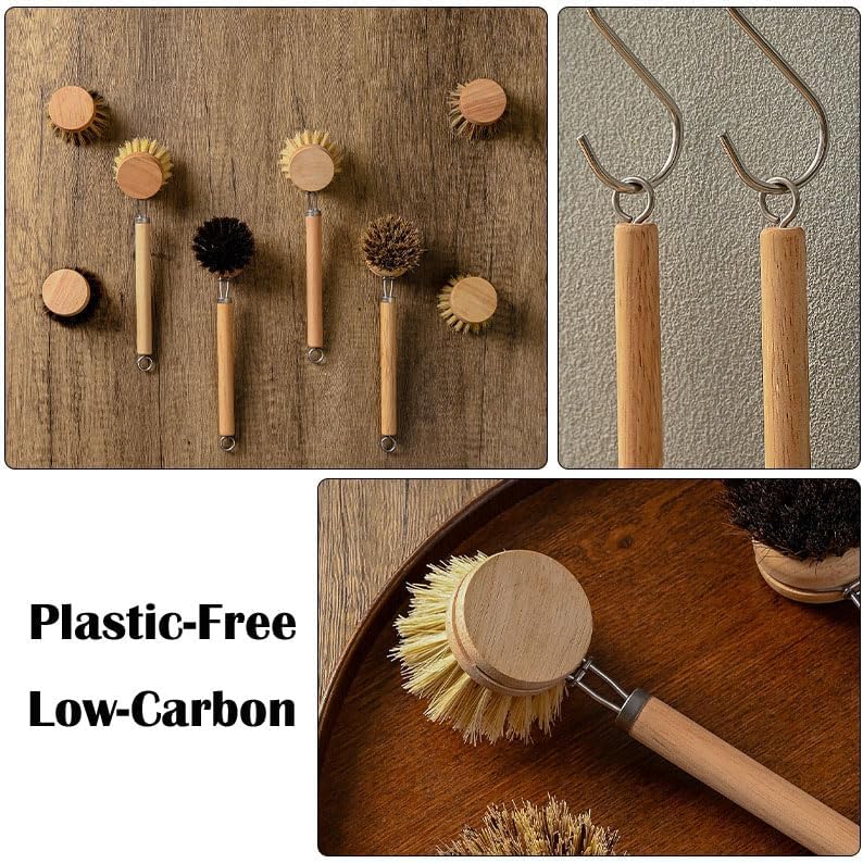 Sturdy Bamboo Dish Brush with Handle for Effortless Cleaning