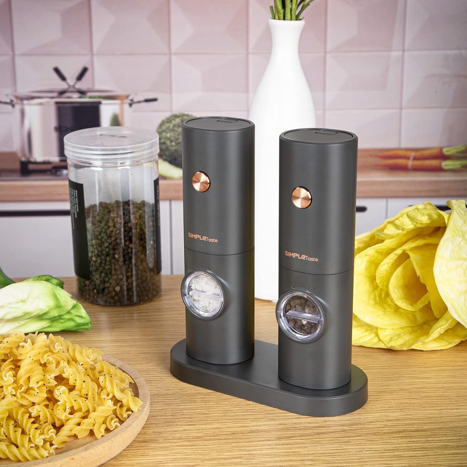 SIMPLETASTE Electric Salt and Pepper Grinder Set